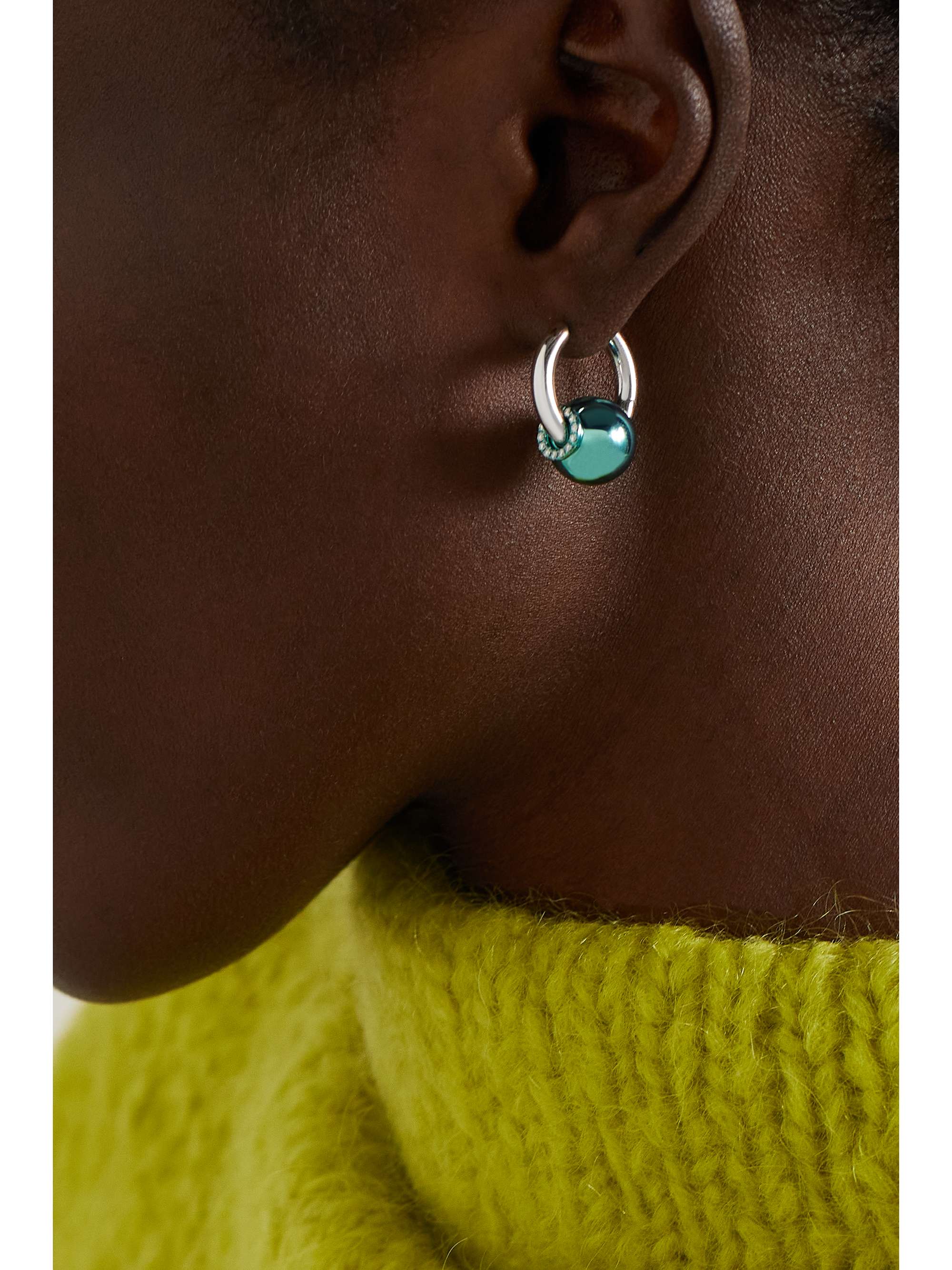RAINBOW K 14-karat white gold diamond single hoop earring
