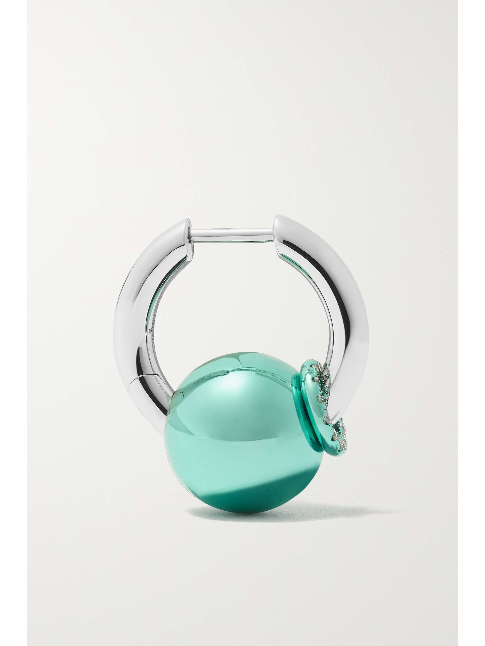 RAINBOW K 14-karat white gold diamond single hoop earring