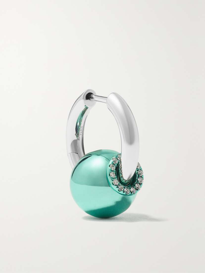 Rainbow K 14-karat White Gold Diamond Single Hoop Earring