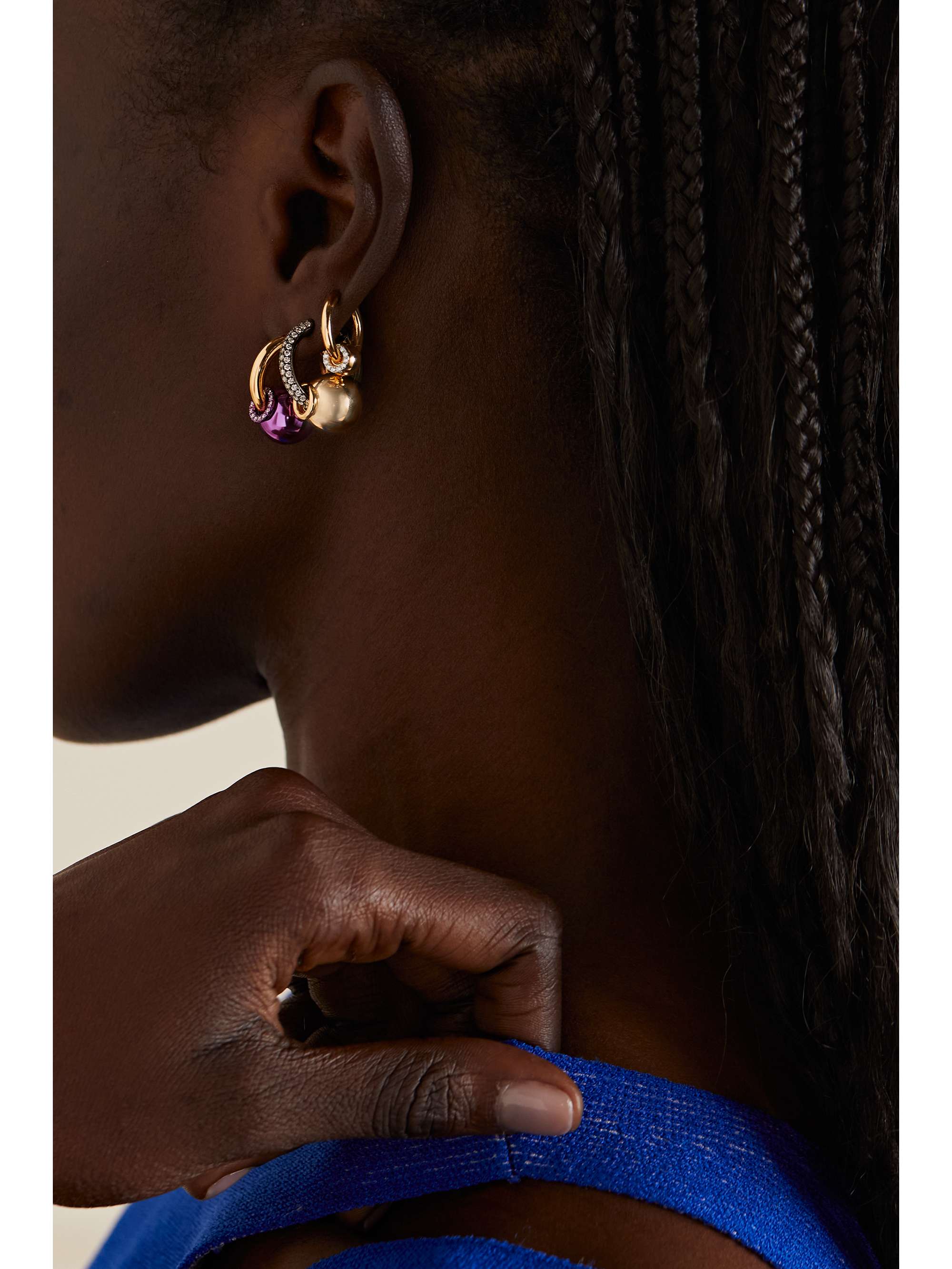 RAINBOW K 14-karat gold diamond single hoop earring