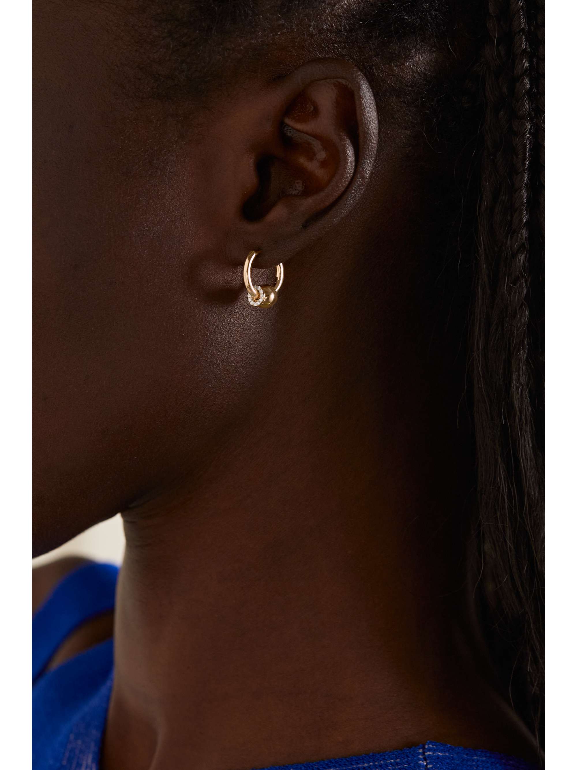 RAINBOW K 14-karat gold diamond single hoop earring