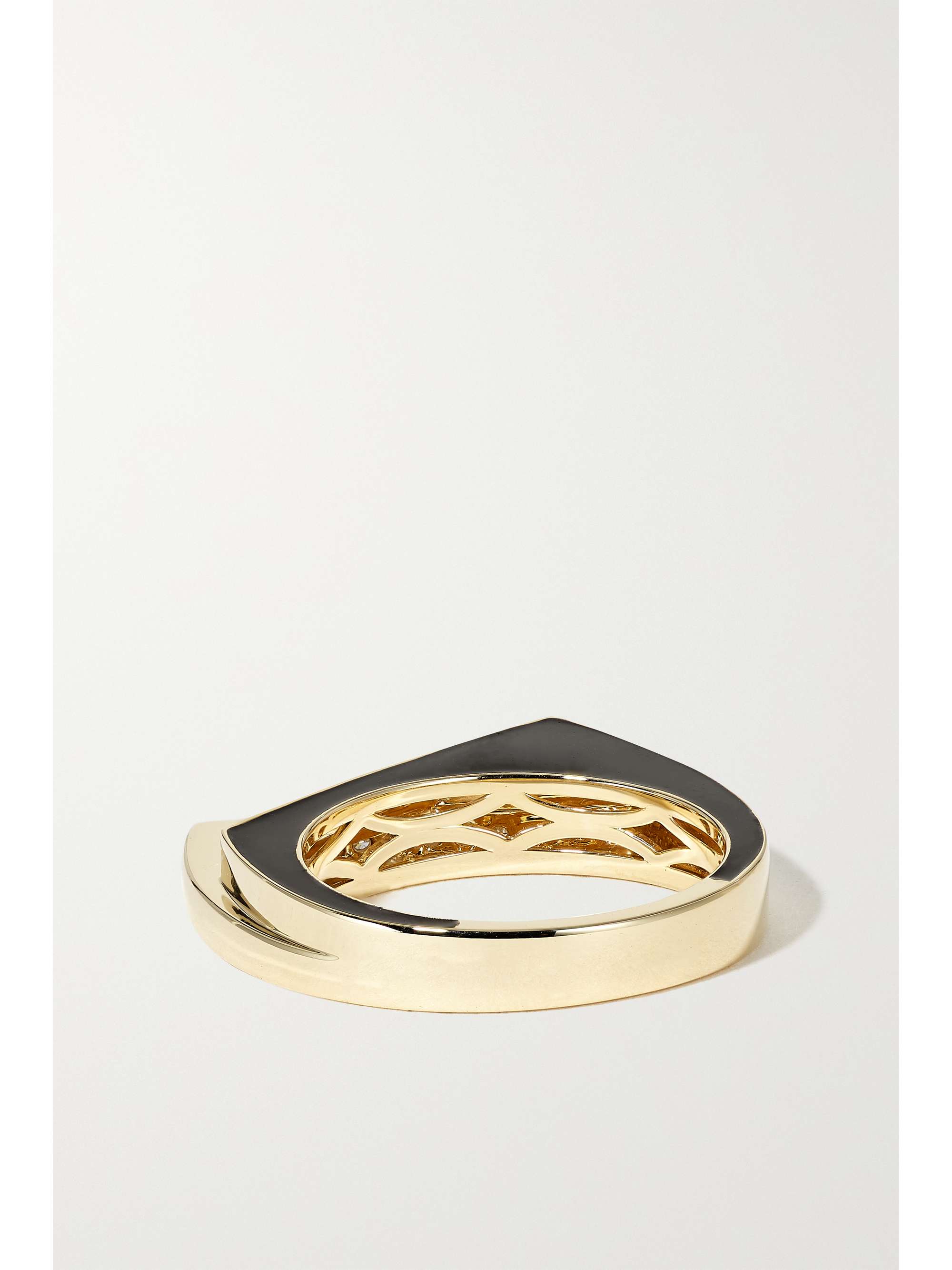 RAINBOW K Handcuff 14-karat gold, diamond and enamel ring
