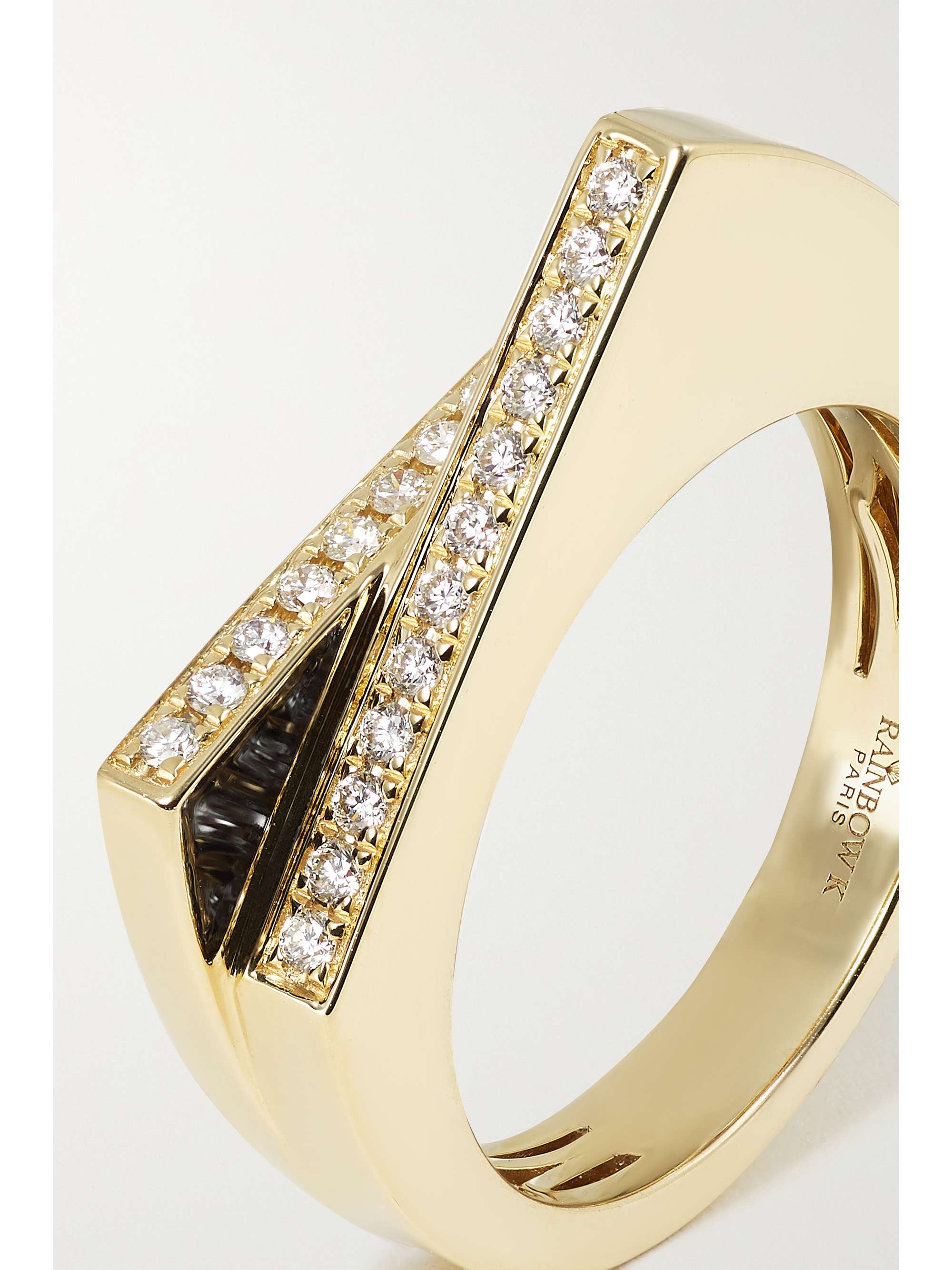 RAINBOW K Handcuff 14-karat gold, diamond and enamel ring