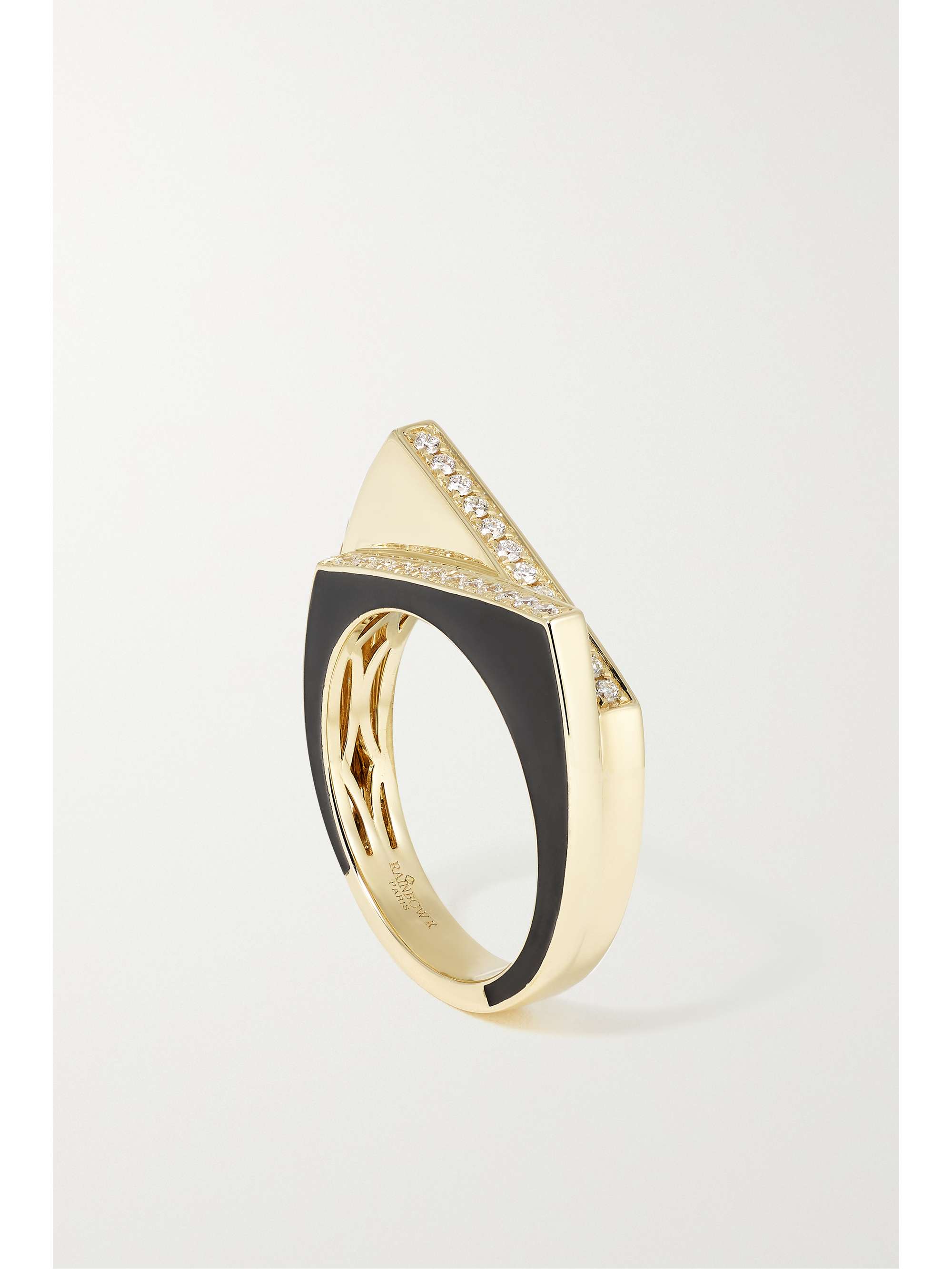 RAINBOW K Handcuff 14-karat gold, diamond and enamel ring