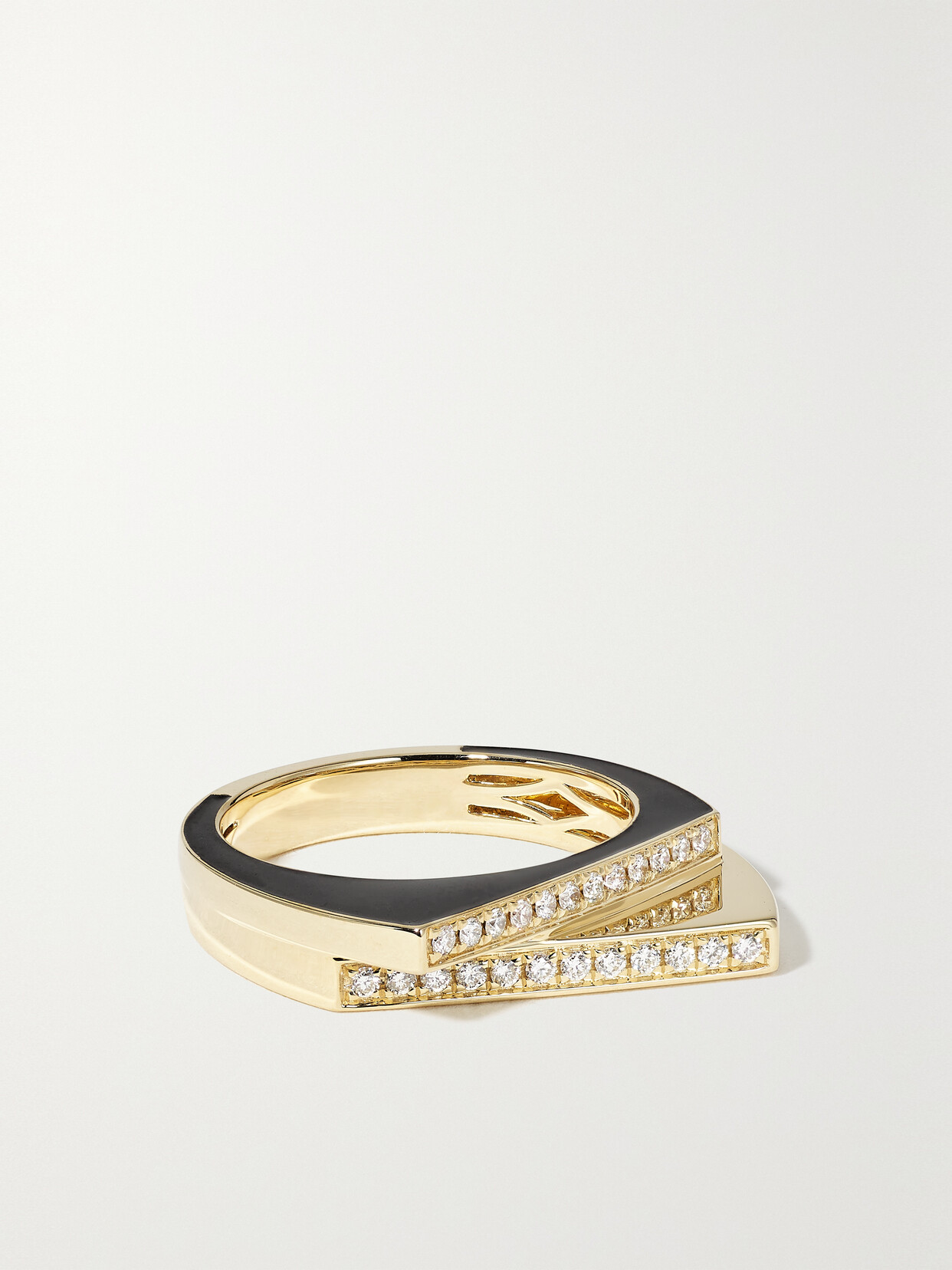 Rainbow K Handcuff 14-karat Gold, Diamond And Enamel Ring