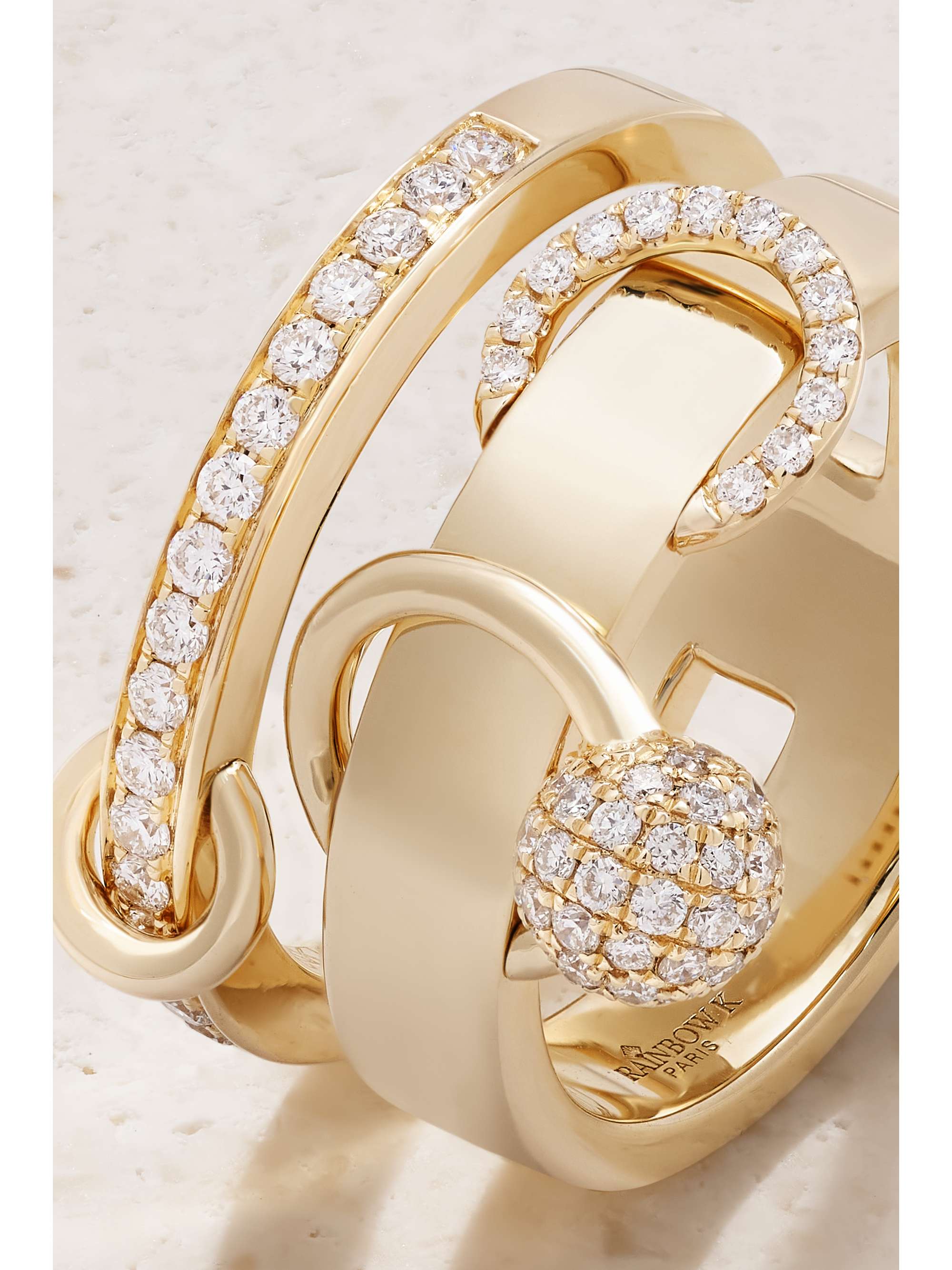 RAINBOW K Double Piercing 18-karat gold diamond ring