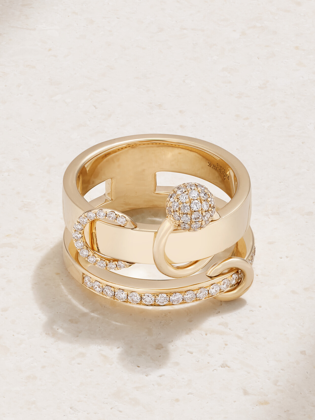 Rainbow K Double Piercing 18-karat Gold Diamond Ring