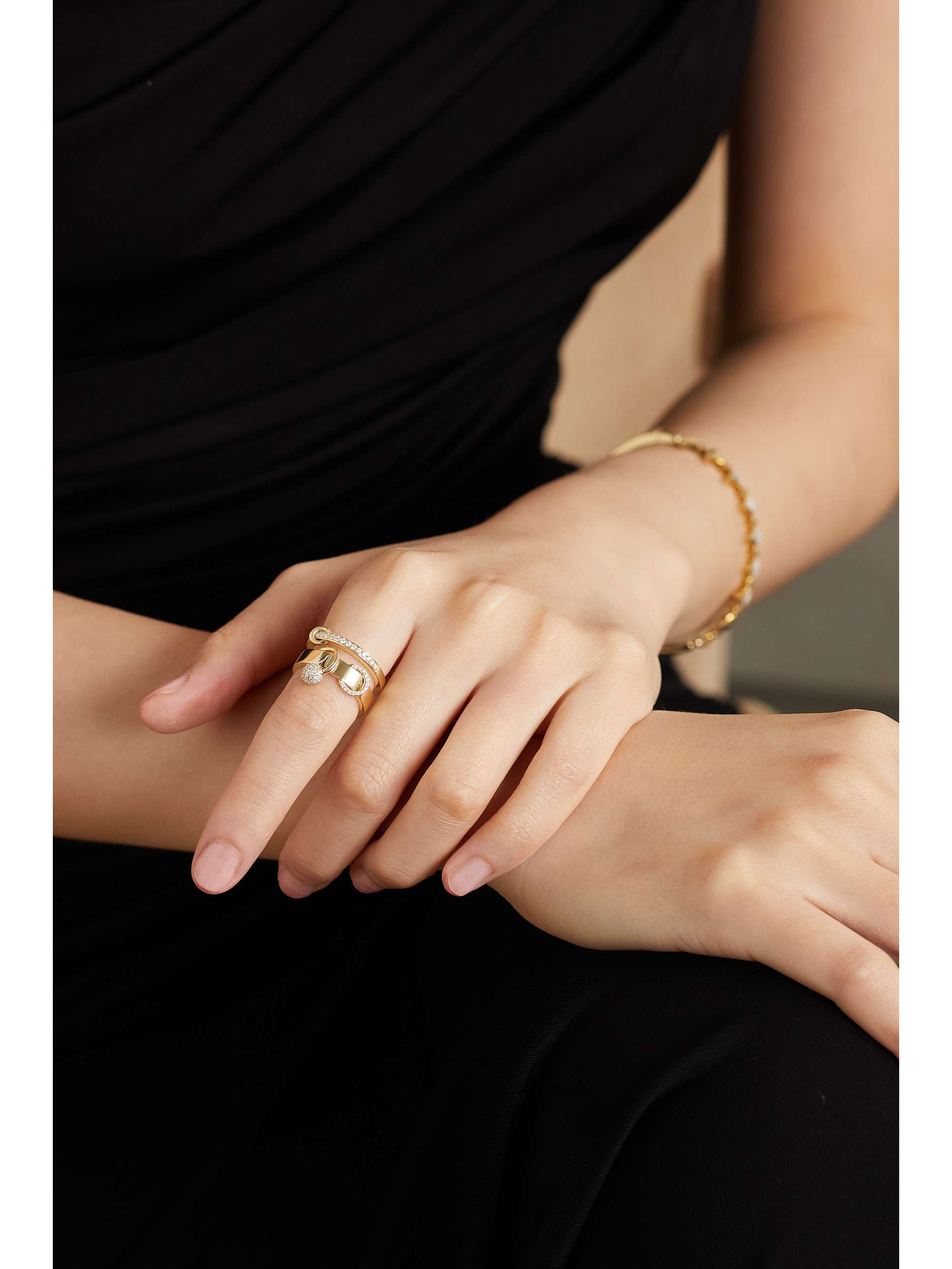 RAINBOW K Double Piercing 18-karat gold diamond ring