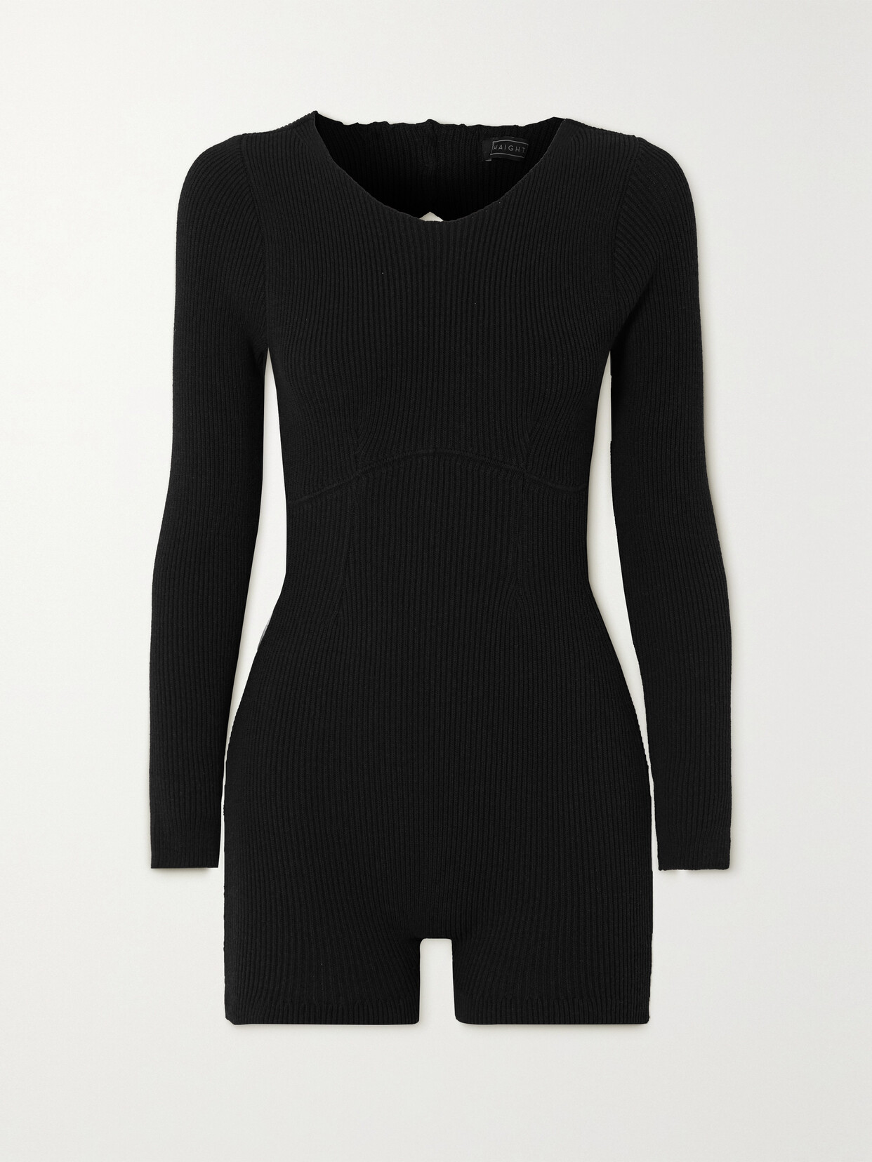 Haight + Net Sustain Aurora Open-back Ribbed-knit Playsuit In 0001 Black