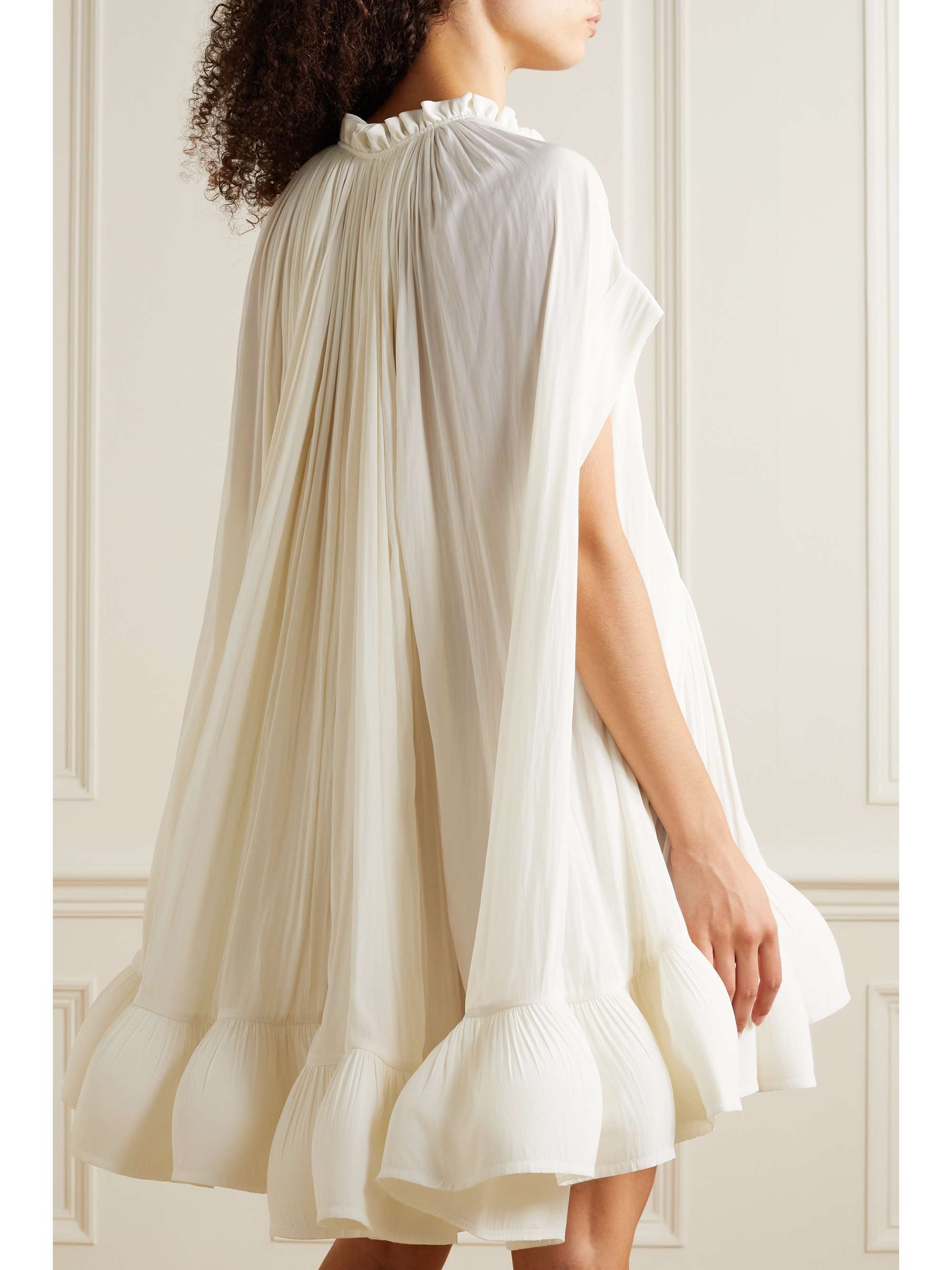 LANVIN Cape-effect belted charmeuse mini dress