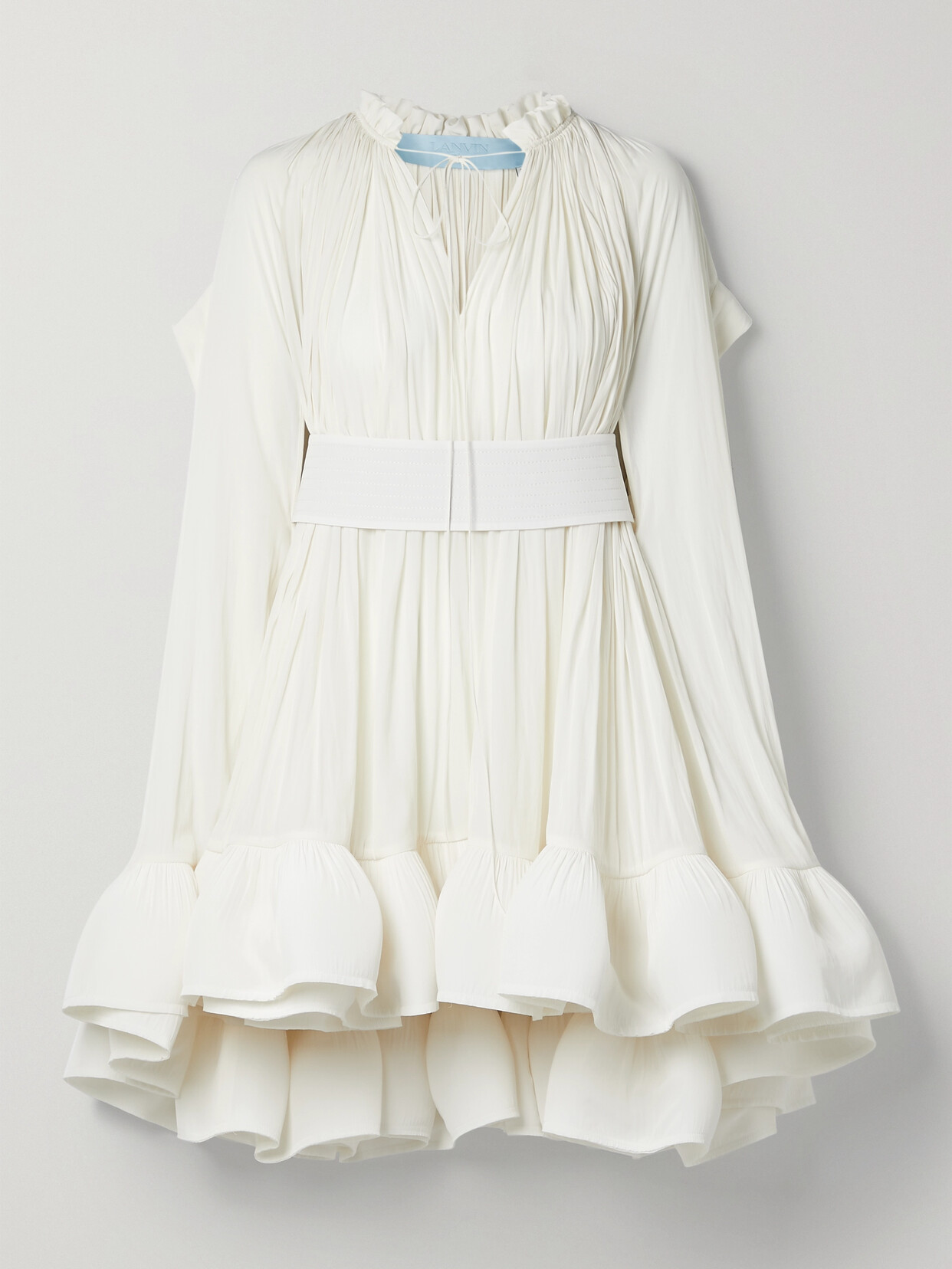 Lanvin Cape-effect Tie-detailed Crepe Mini Dress - Ivory