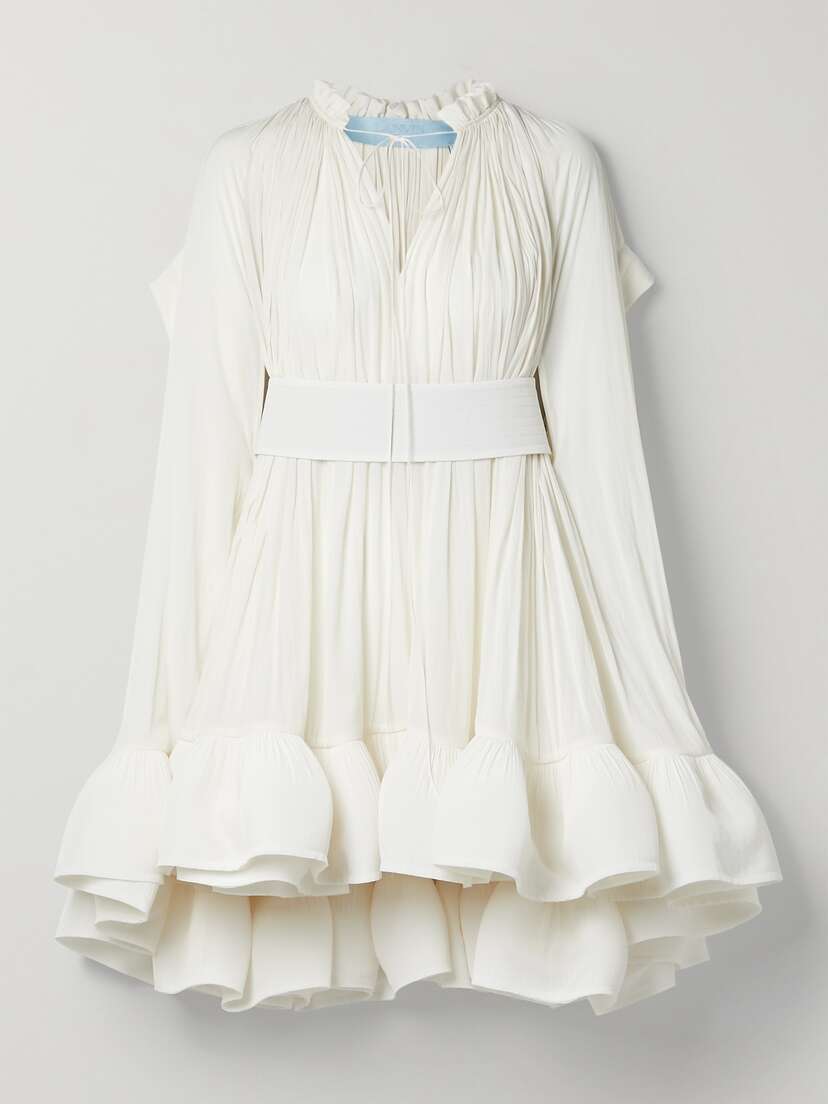 Lanvin Cape-effect Tie-detailed Crepe Mini Dress