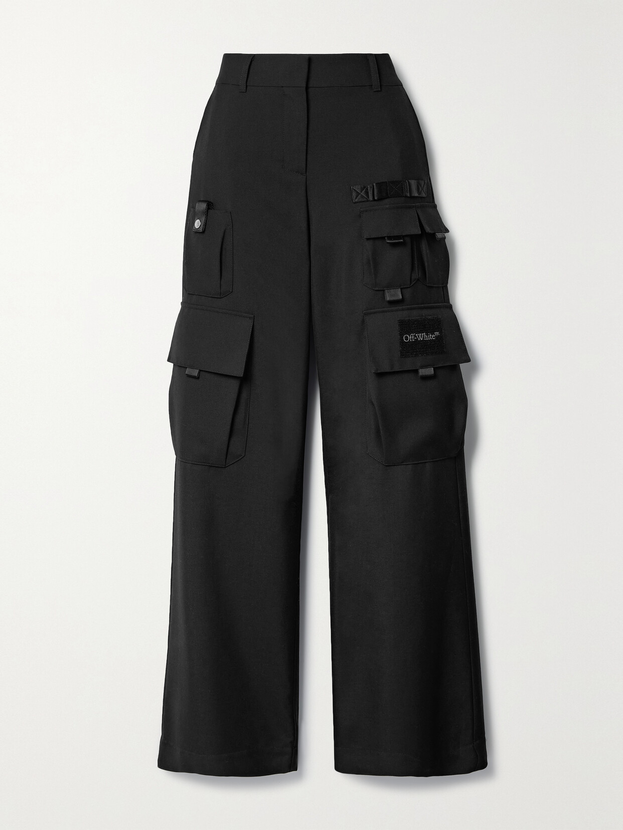 Off-white Toybox Logo-embroidered Cargo Pants In Wool In Black