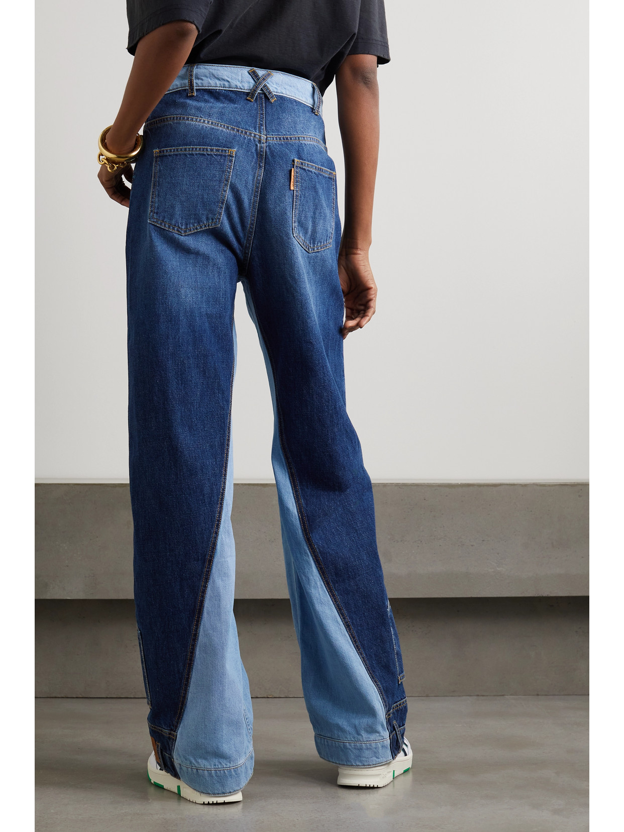 DODO BAR OR MARLEY TWO-TONE PATCHWORK HIGH-RISE WIDE-LEG JEANS