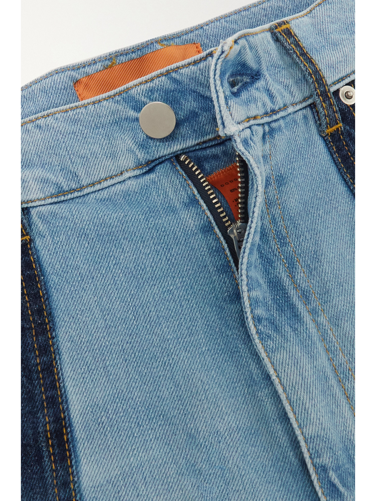 DODO BAR OR MARLEY TWO-TONE PATCHWORK HIGH-RISE WIDE-LEG JEANS