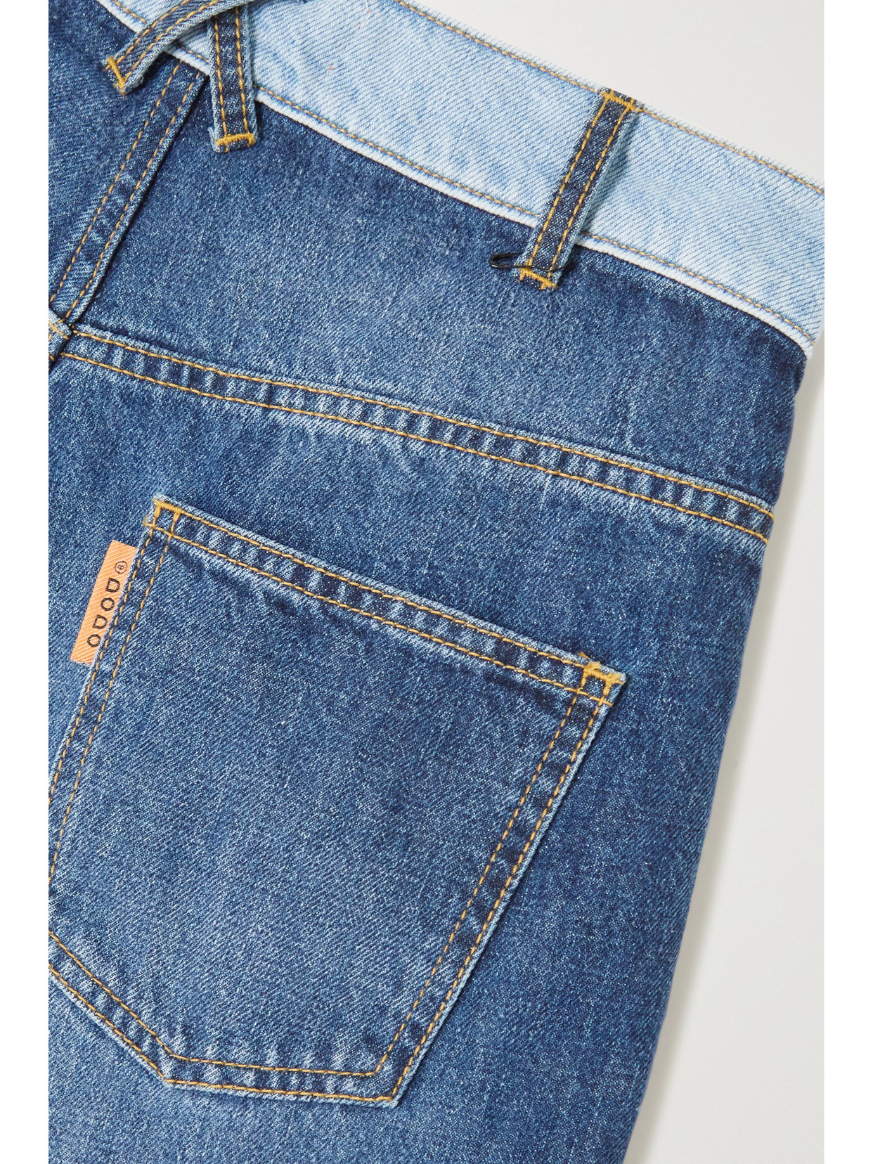 DODO BAR OR MARLEY TWO-TONE PATCHWORK HIGH-RISE WIDE-LEG JEANS