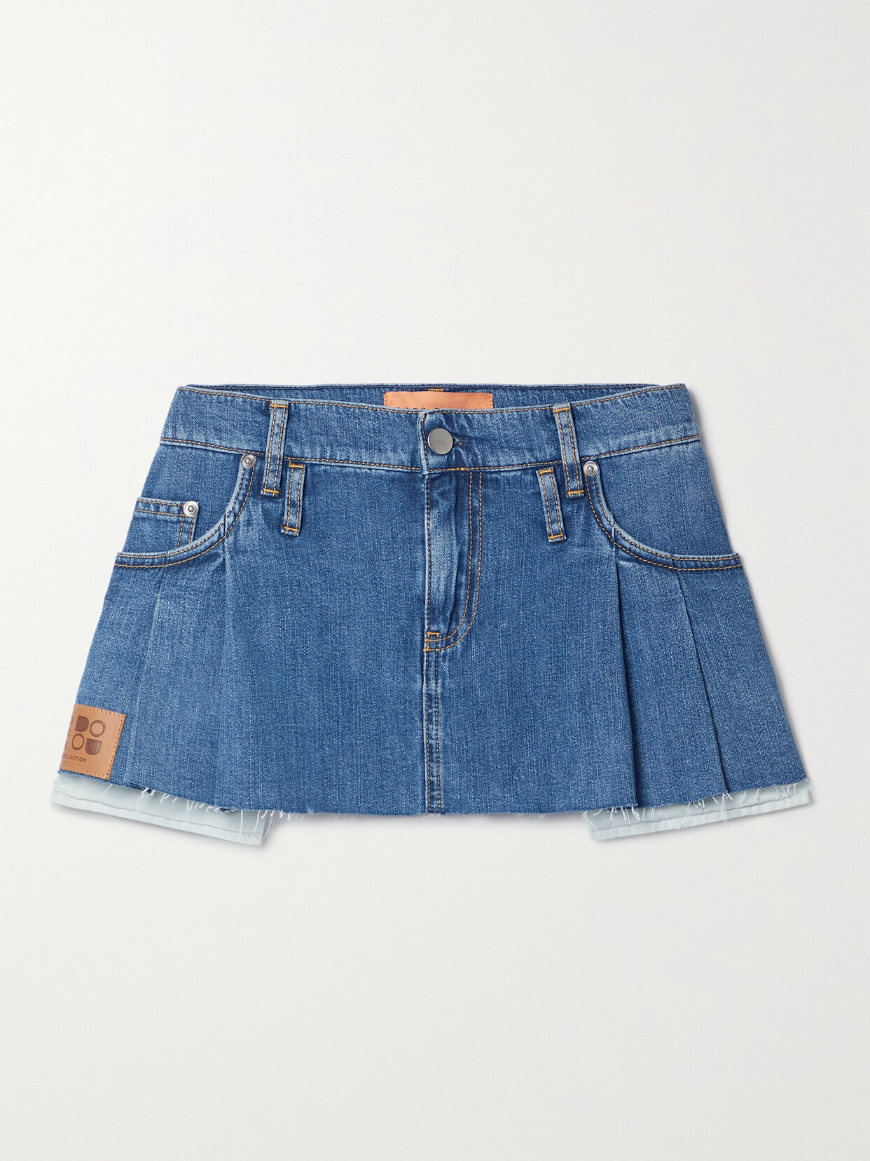 Dodo Bar Or - Lennon Pleated Frayed Denim Mini Skirt - Blue