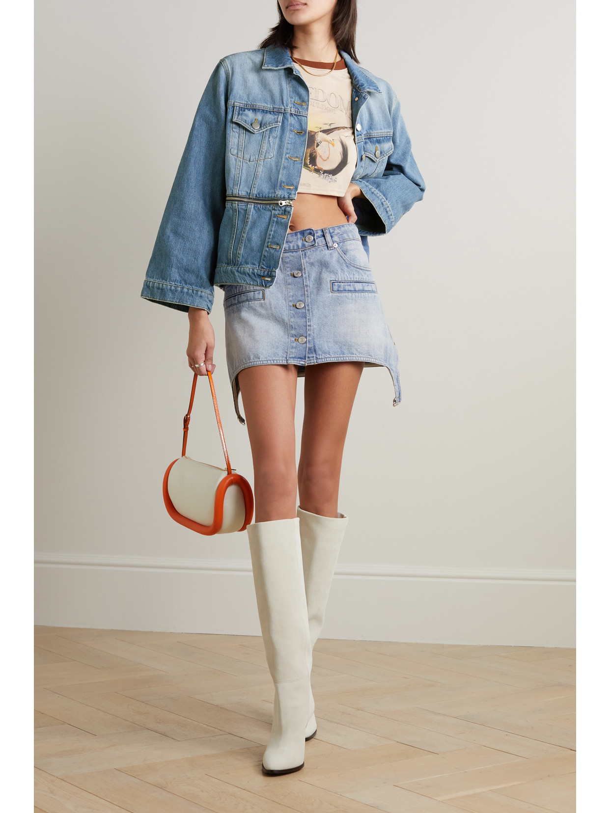 DODO BAR OR DYLAN ZIP-EMBELLISHED CONVERTIBLE DENIM JACKET
