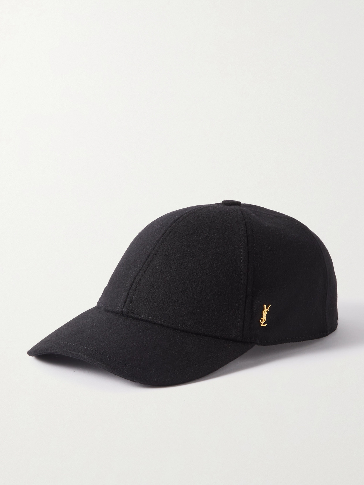 Saint Laurent Embellished Wool-blend Felt Baseball Cap In Black