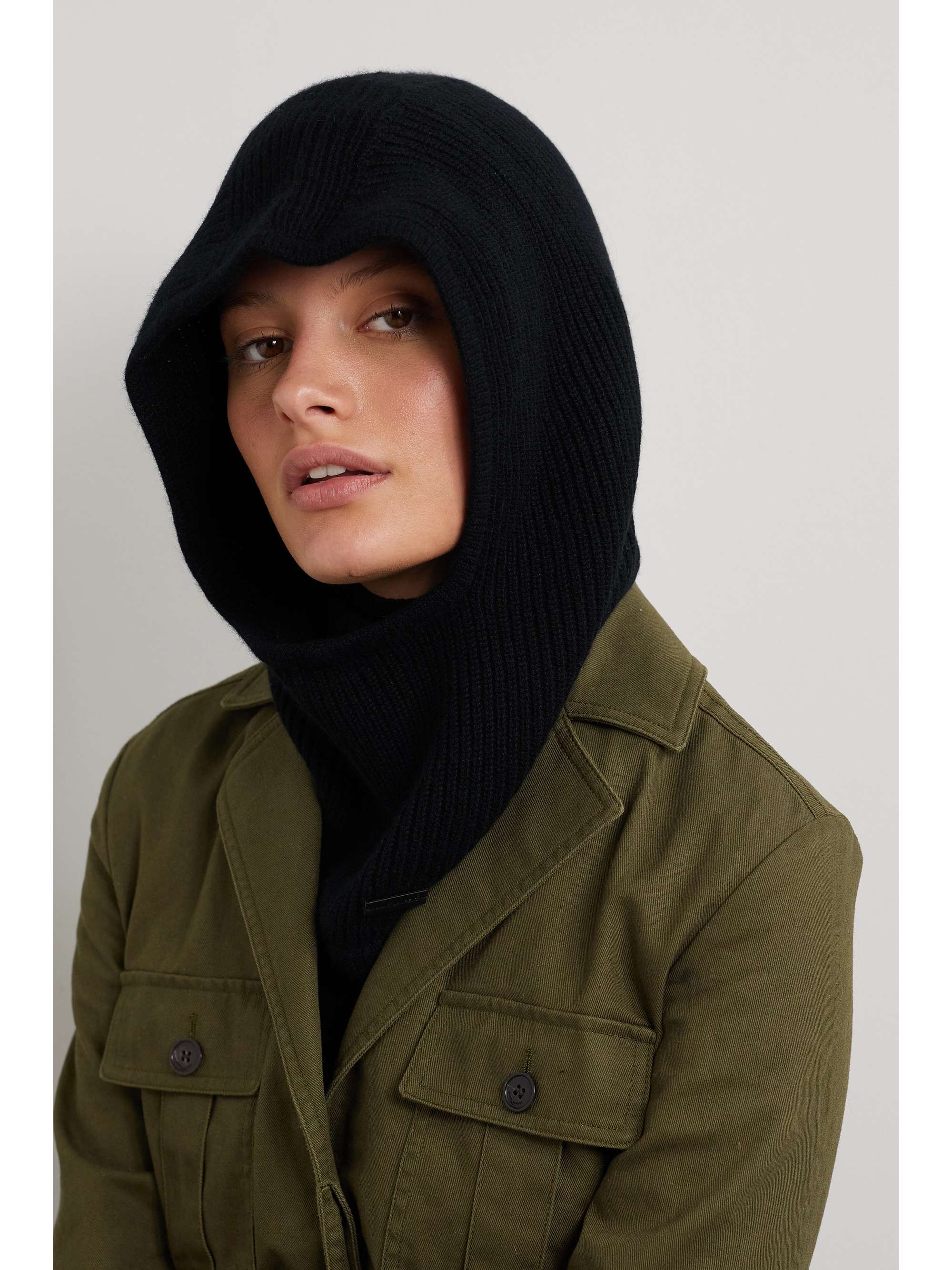 Black Ribbed cashmere balaclava | SAINT LAURENT | NET-A-PORTER