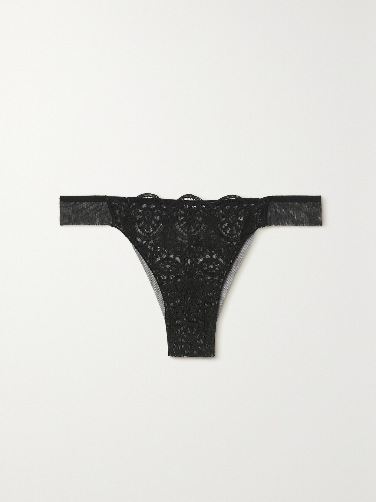 ID SARRIERI + NET SUSTAIN KALEIDOSCOPE STRETCH-TULLE AND SCALLOPED LACE THONG