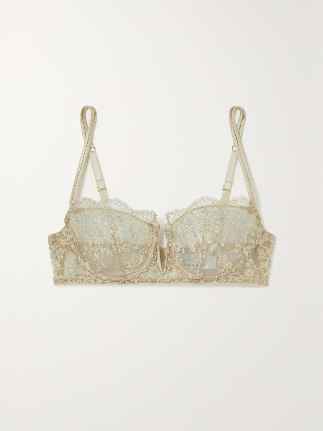 I.D. Sarrieri - Grace Metallic Embroidered Tulle Underwired Bra - Gold