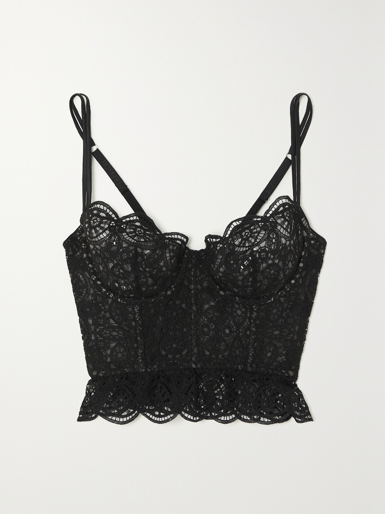 I.D. Sarrieri - + Net Sustain Kaleidoscope Scalloped Stretch-lace Underwired Bustier Top - Black