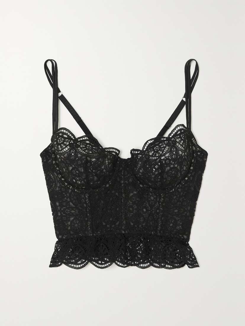 I.D. Sarrieri + Net Sustain Kaleidoscope Scalloped Stretch-lace Underwired Bustier Top