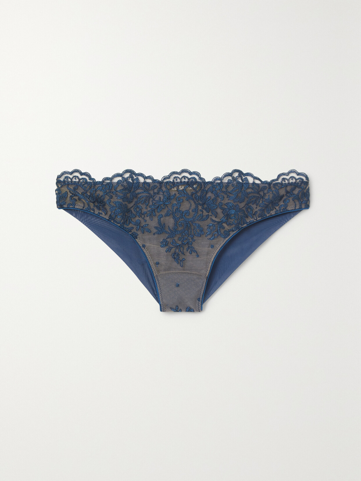 I.D. Sarrieri - Royal Jewel Embroidered Tulle And Stretch-mesh Briefs - Blue