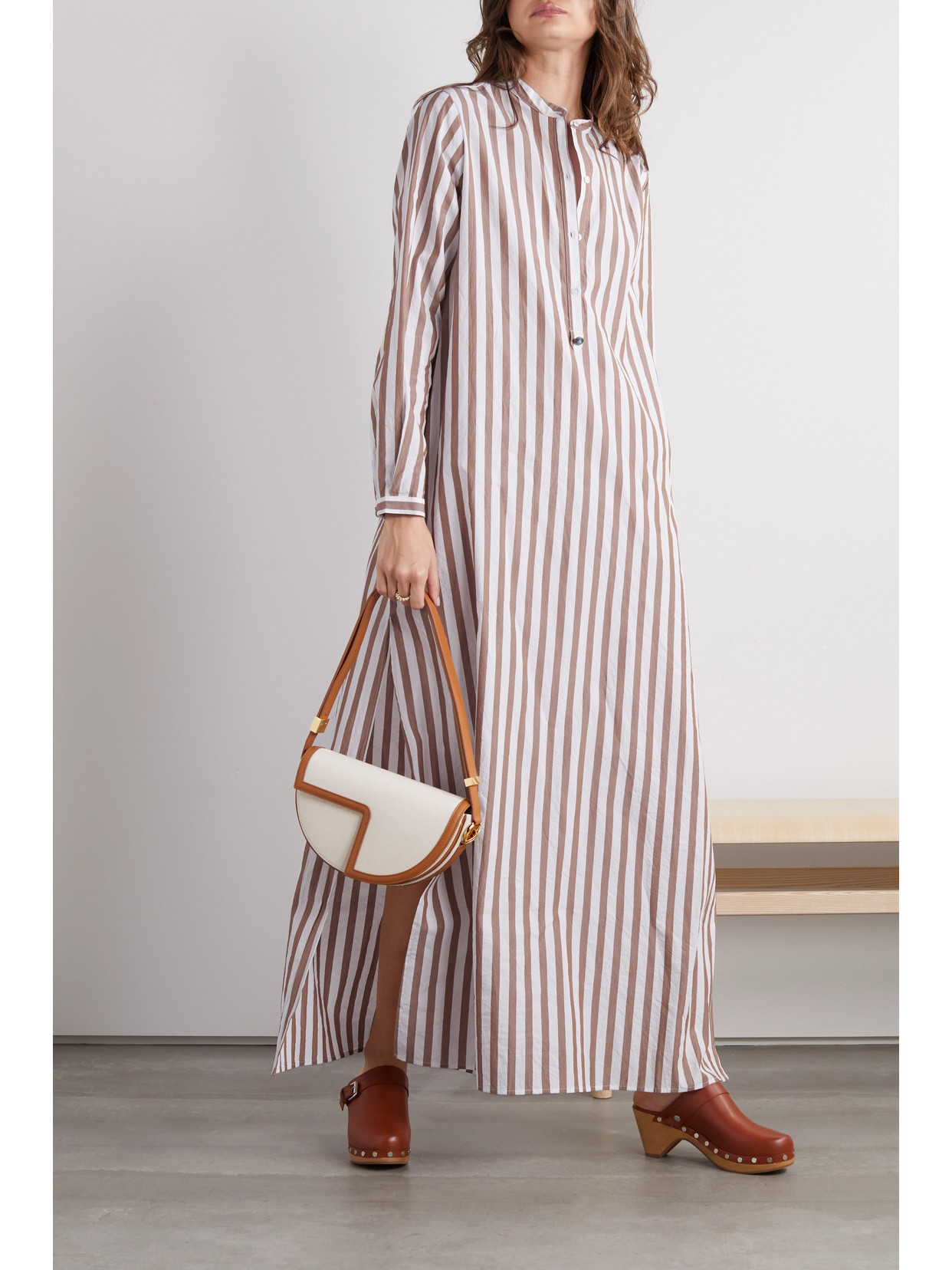 Fortela Valery Striped Embellished Cotton-voile Maxi Dress In Red