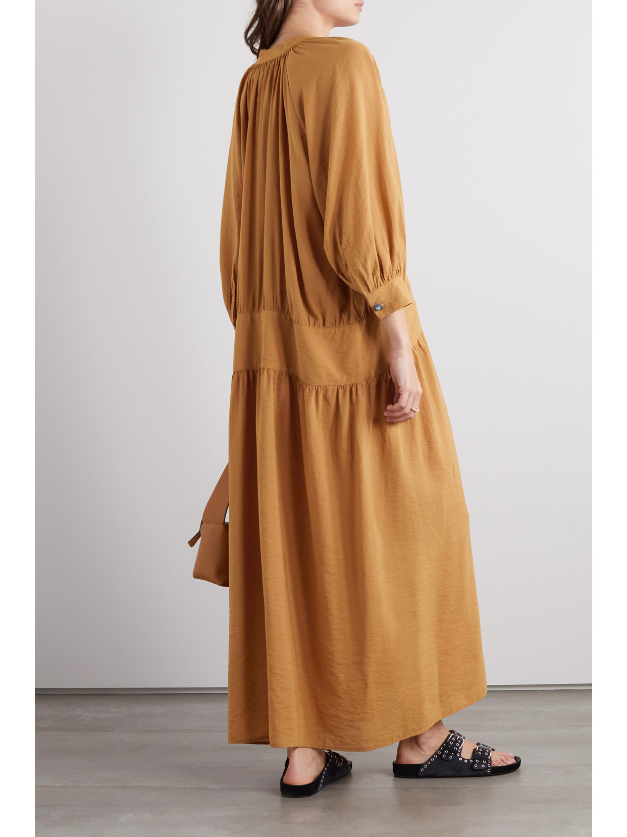 Fortela Violet Embellished Lyocell-blend Maxi Dress In Mou