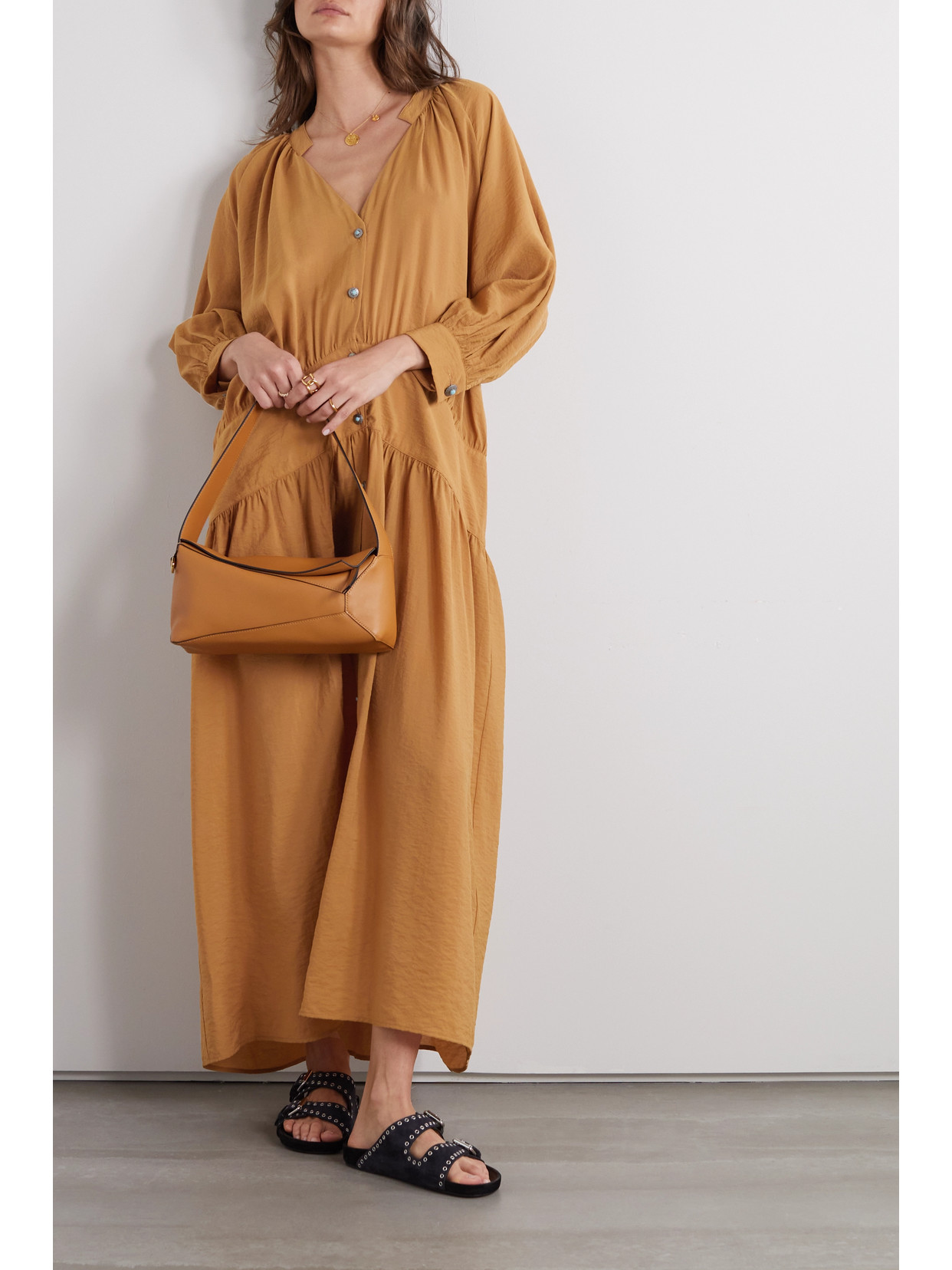 Fortela Violet Embellished Lyocell-blend Maxi Dress In Mou