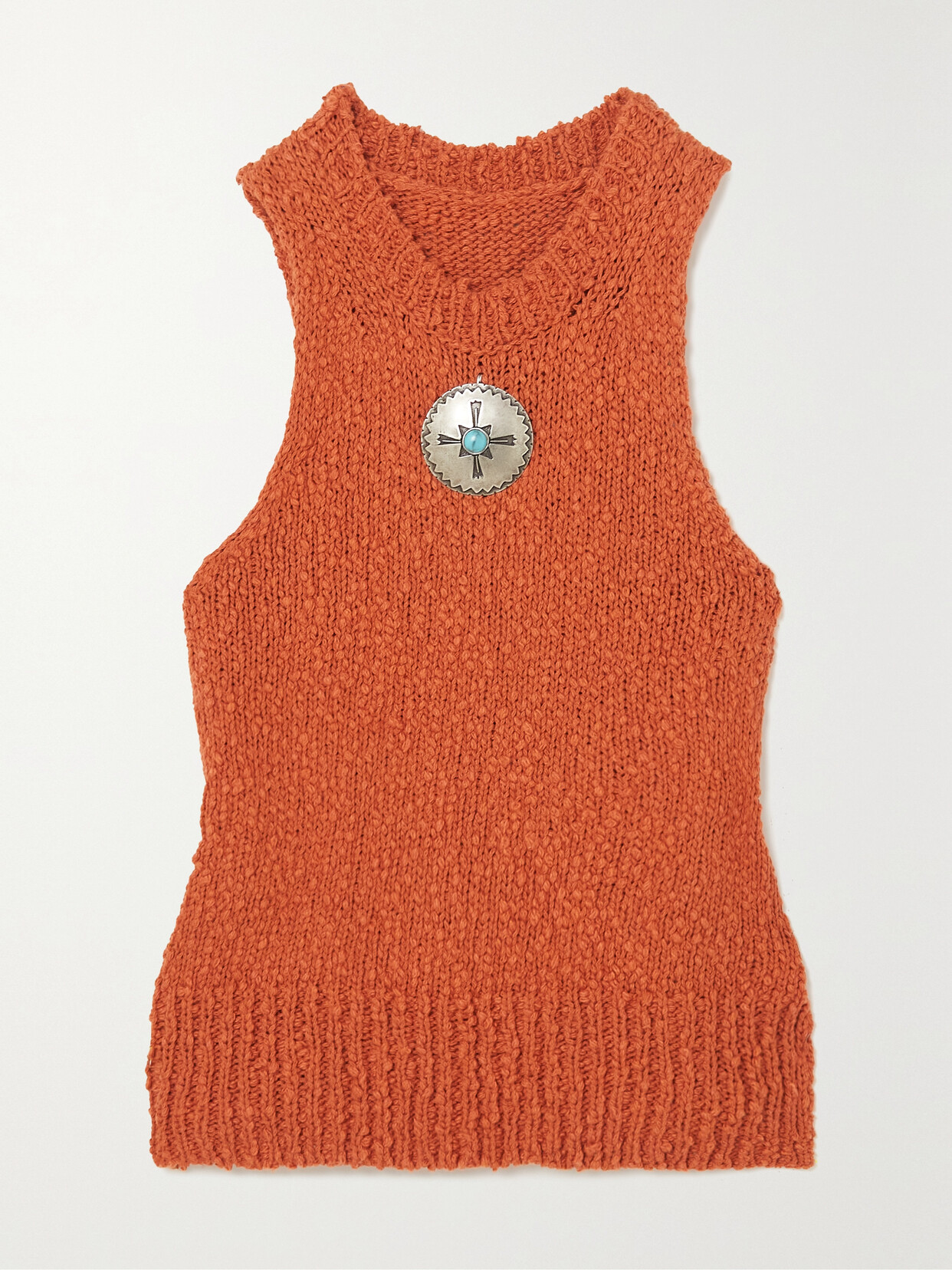 Fortela - Luisa Embellished Cotton-blend Bouclé Tank - Orange