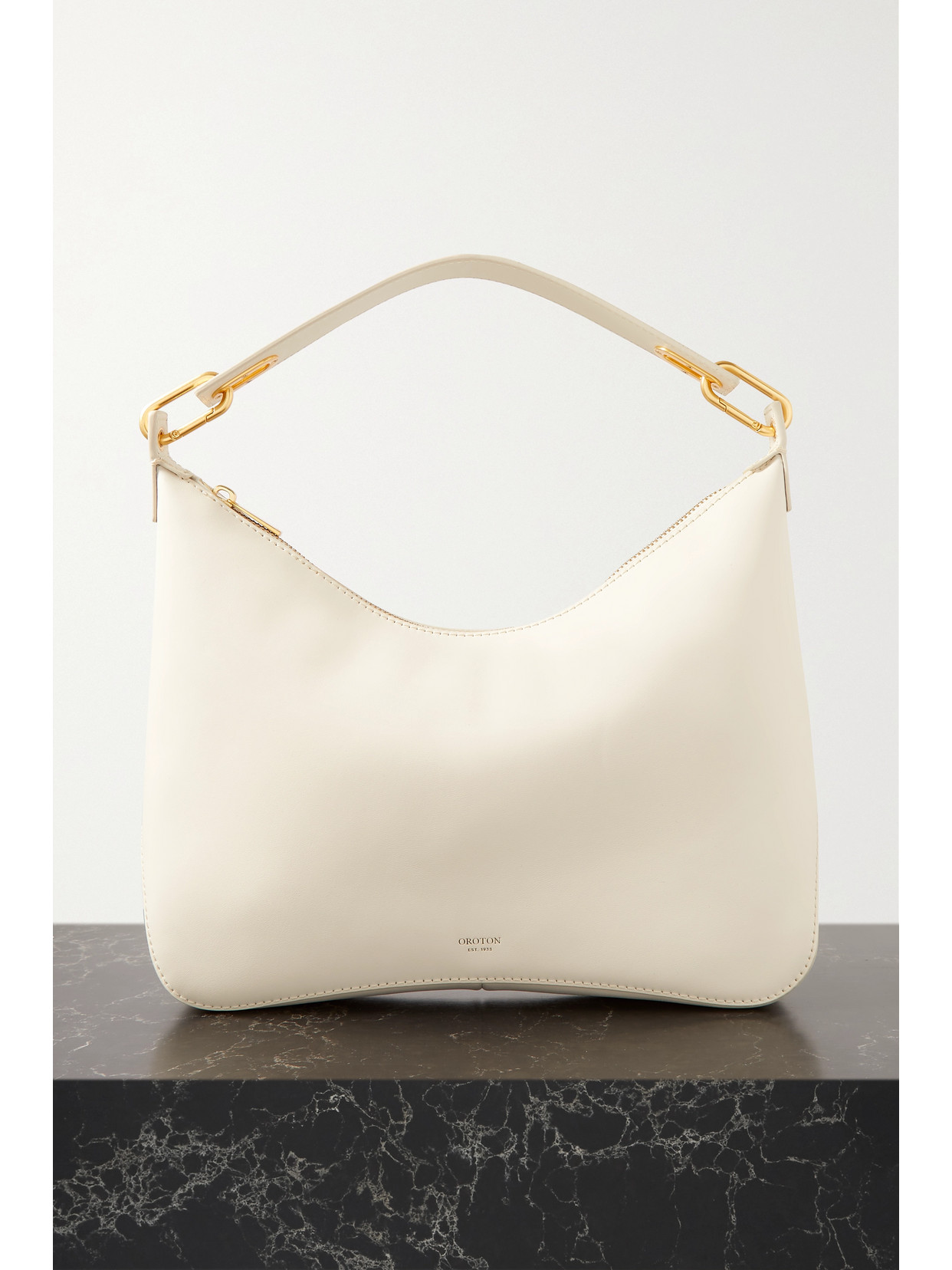 Oroton North Leather Shoulder Bag In Cream