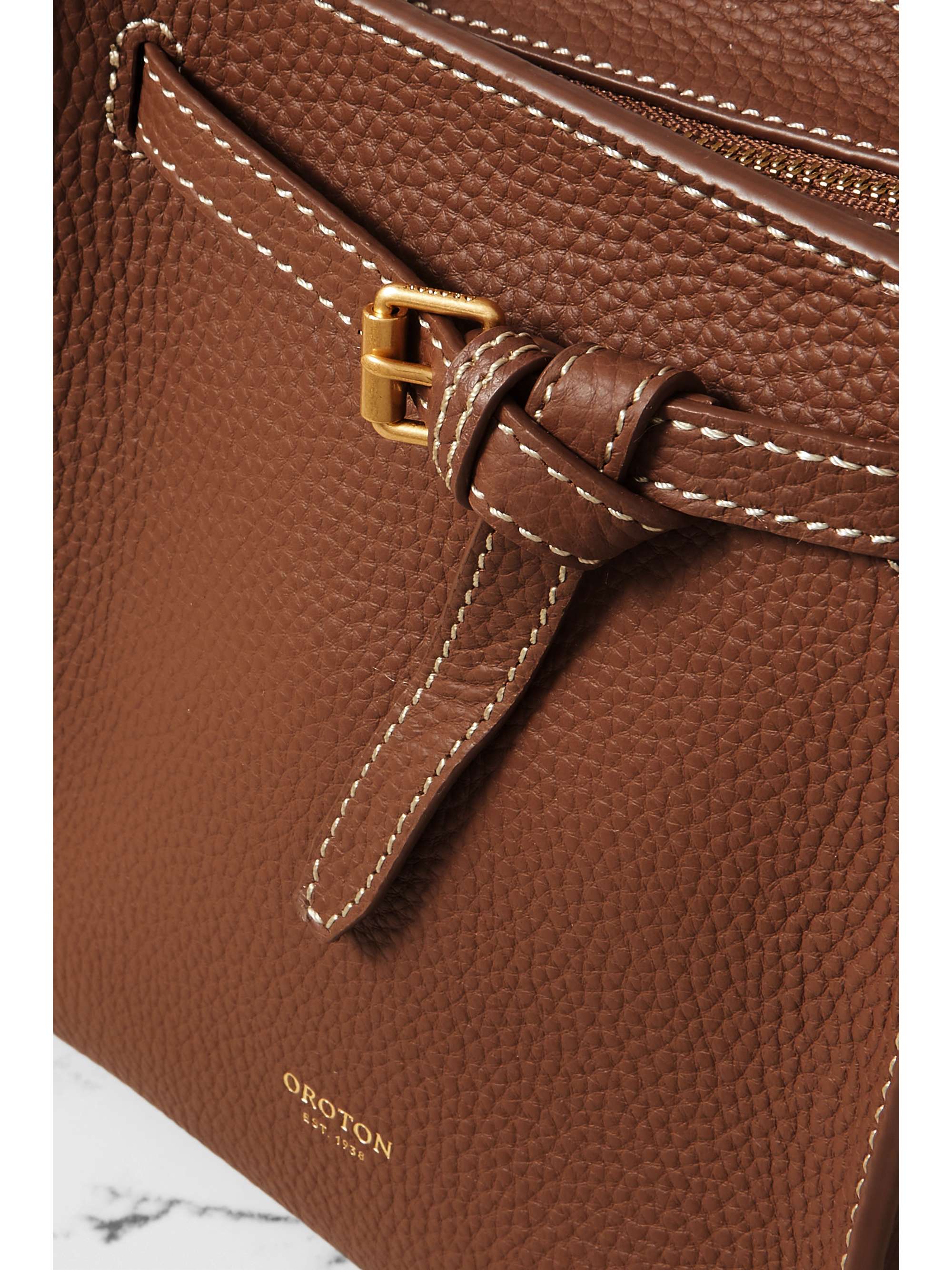 OROTON Margot mini buckled texturedleather bucket bag NETAPORTER