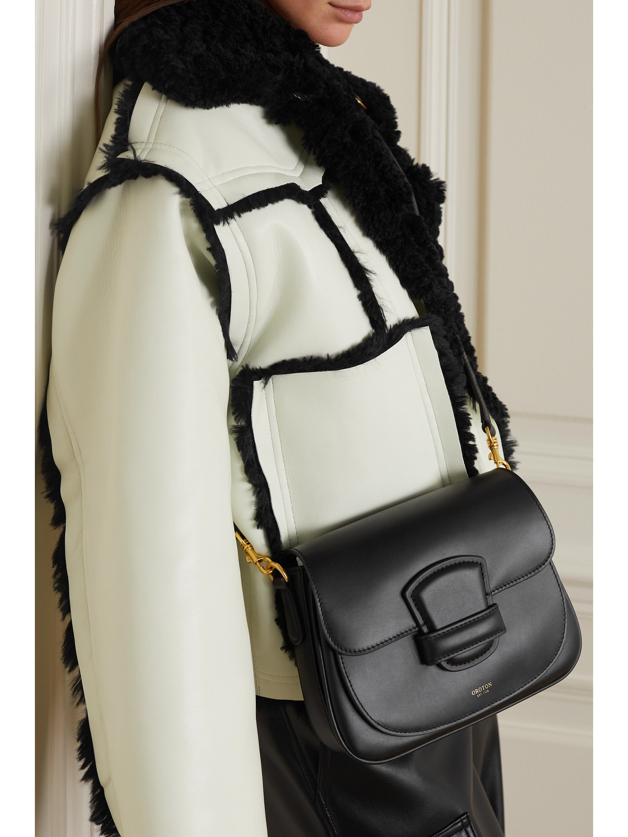 Oroton Carter Small Leather Shoulder Bag In Black ModeSens