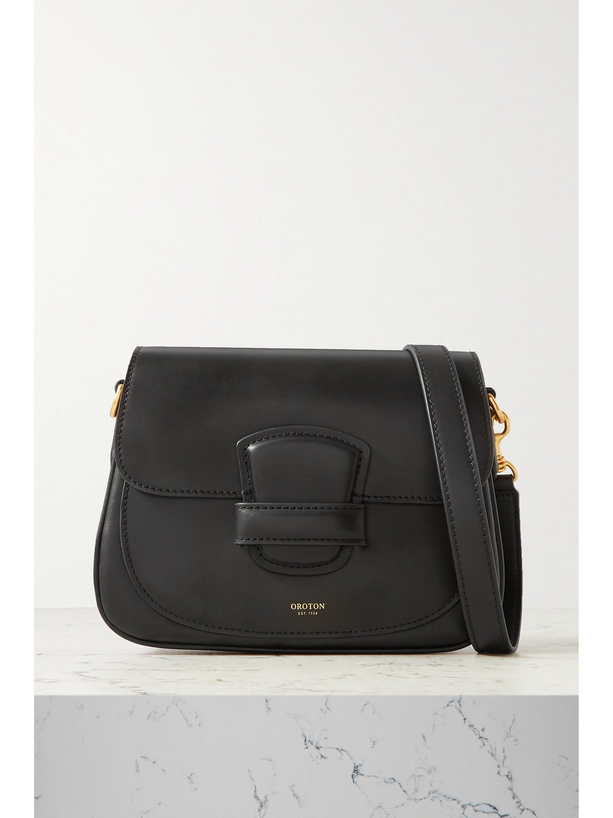 Oroton Carter Small Leather Shoulder Bag In Black