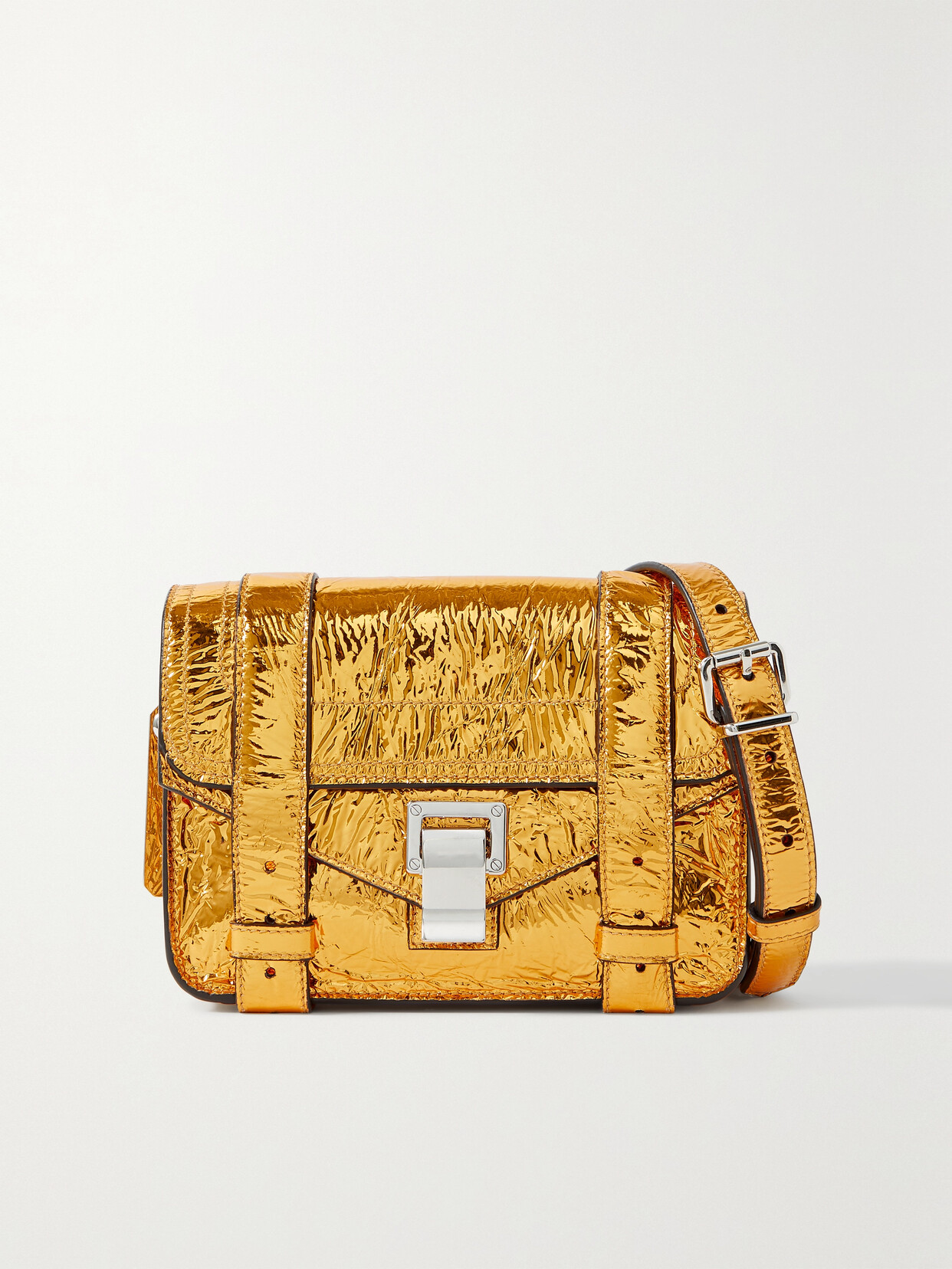 Proenza Schouler - Ps1 Metallic Crinkled-leather Shoulder Bag - Gold