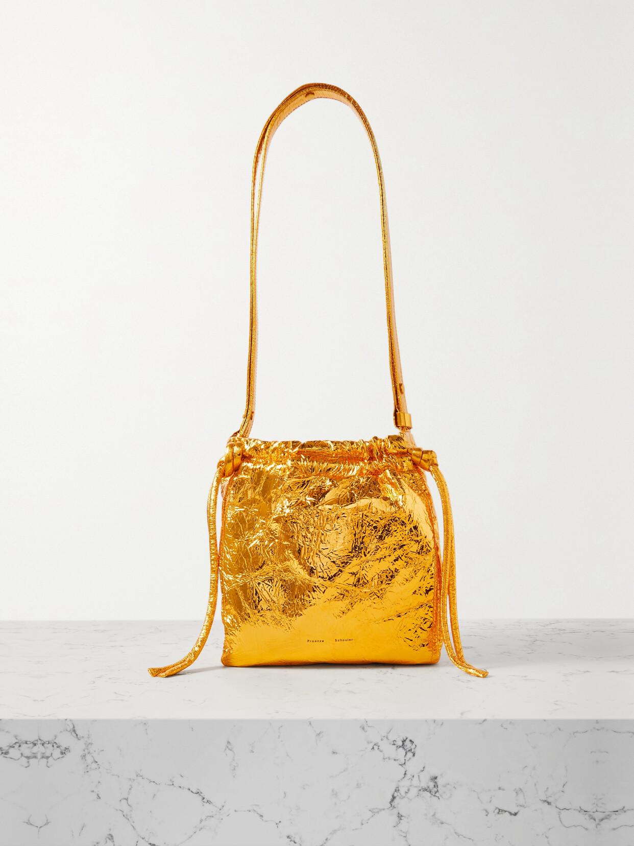 Proenza Schouler - Metallic Crinkled-leather Shoulder Bag - Gold