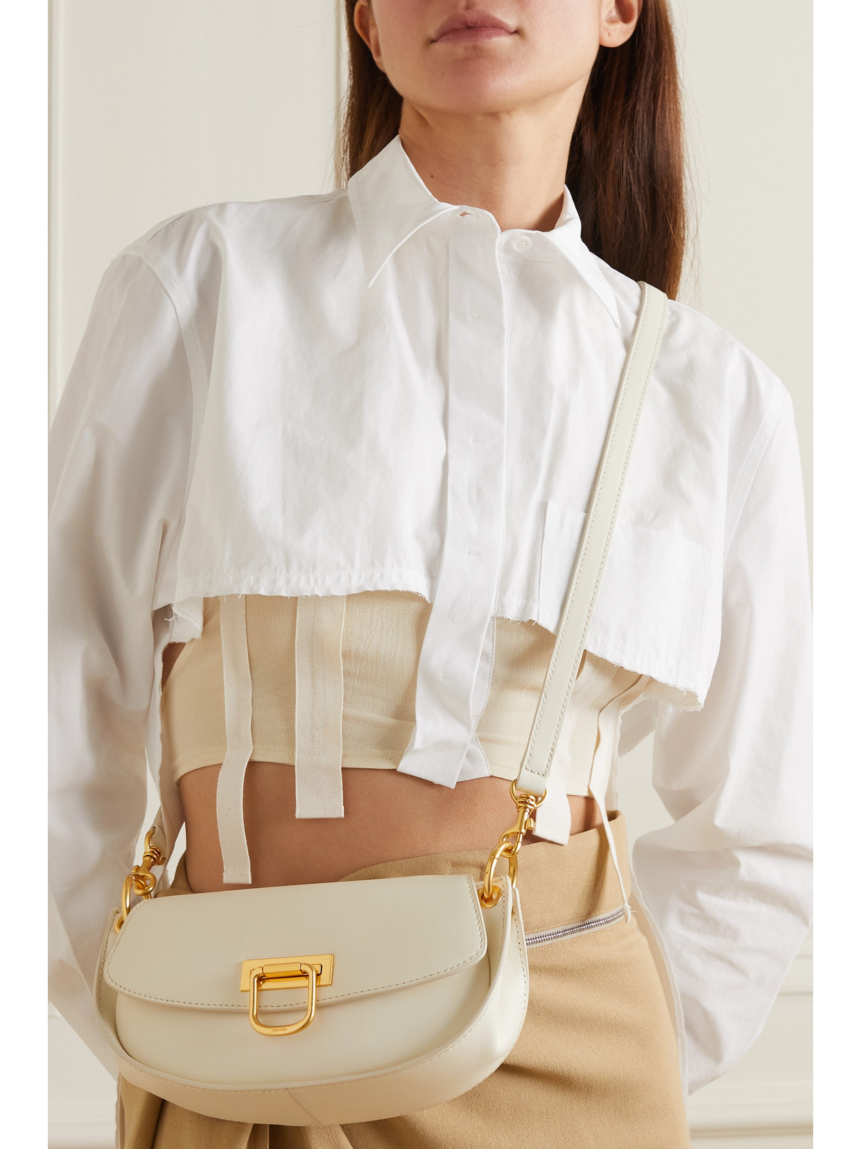 Oroton Colt Small Leather Shoulder Bag In Cream ModeSens