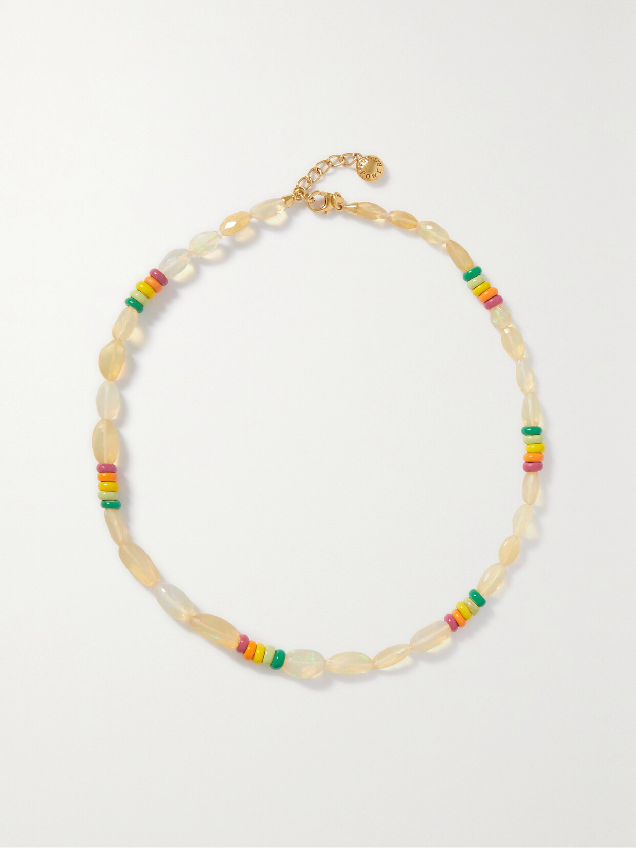 Fry Powers - Sunrise Gold Vermeil, Opal And Enamel Necklace - White