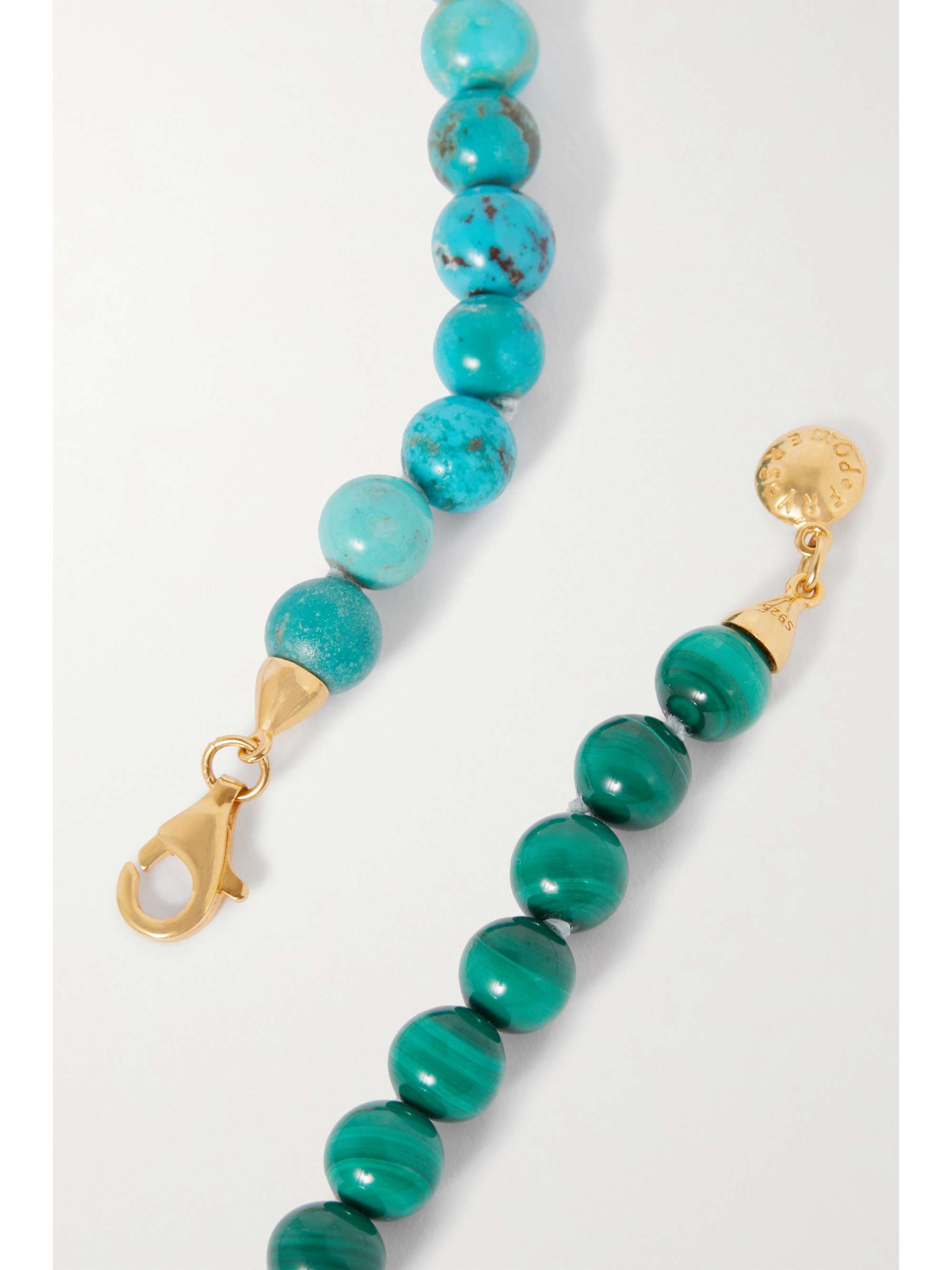 FRY POWERS 14-karat gold, turquoise and malachite necklace