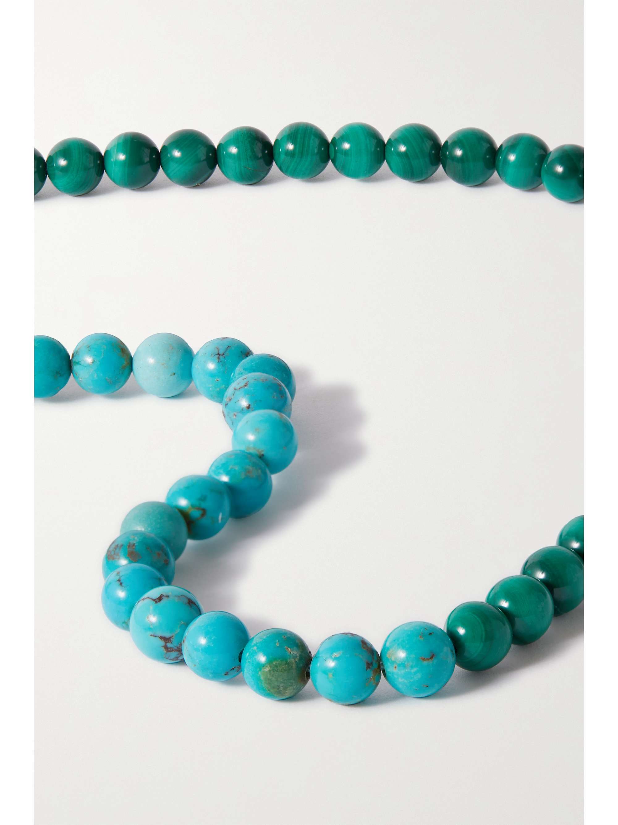 FRY POWERS 14-karat gold, turquoise and malachite necklace