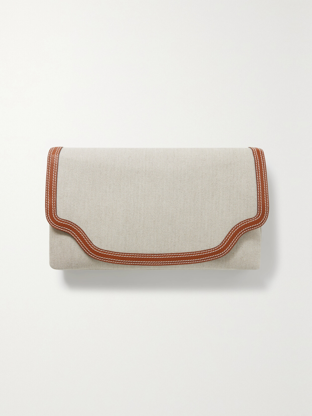 Loro Piana - Alba Leather-trimmed Canvas Clutch - Neutrals