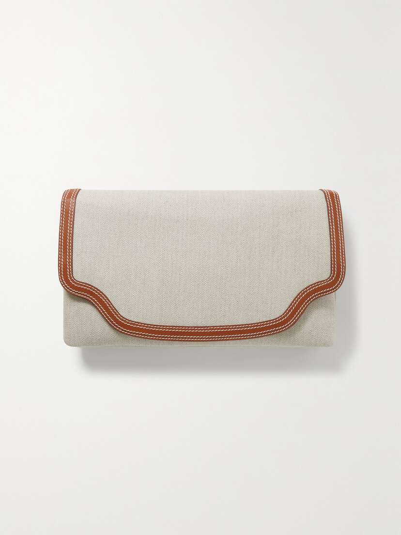 Loro Piana Alba Leather-trimmed Canvas Clutch