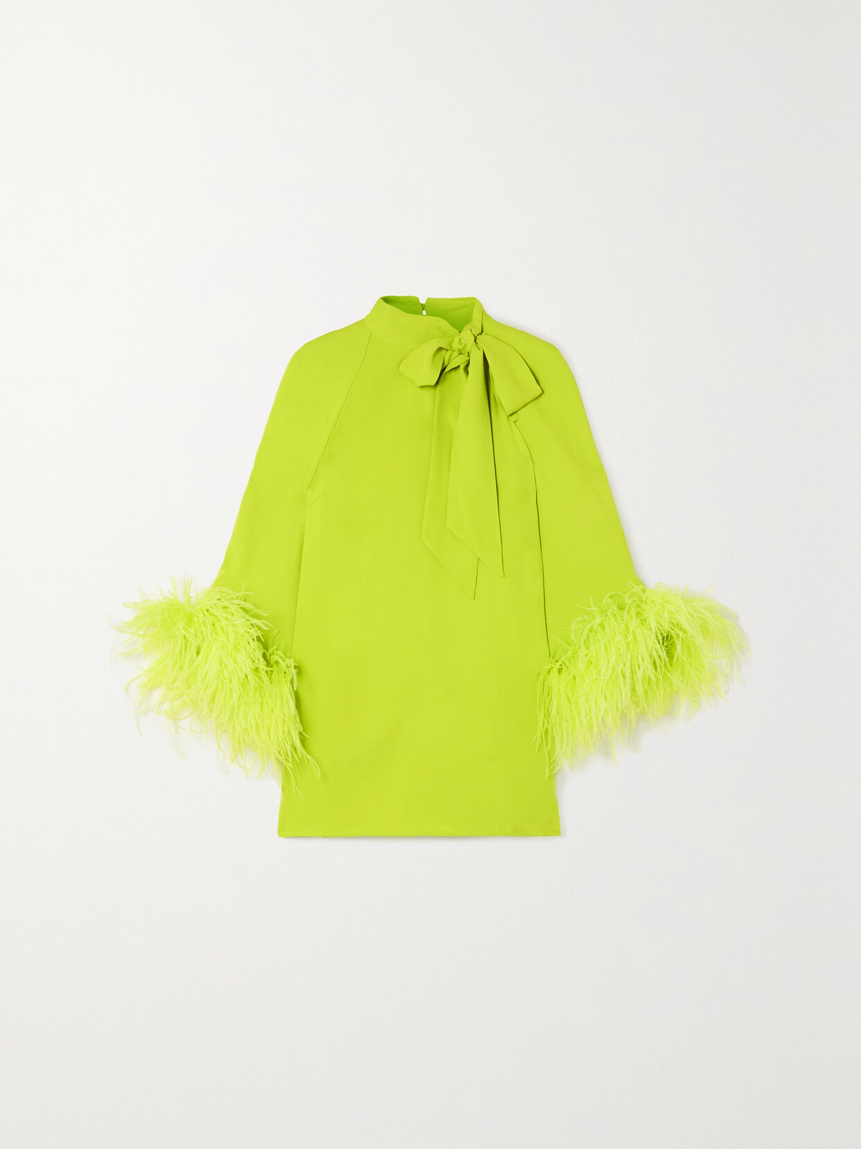 Huishan Zhang + Net Sustain Colette Feather-trimmed Crepe Top