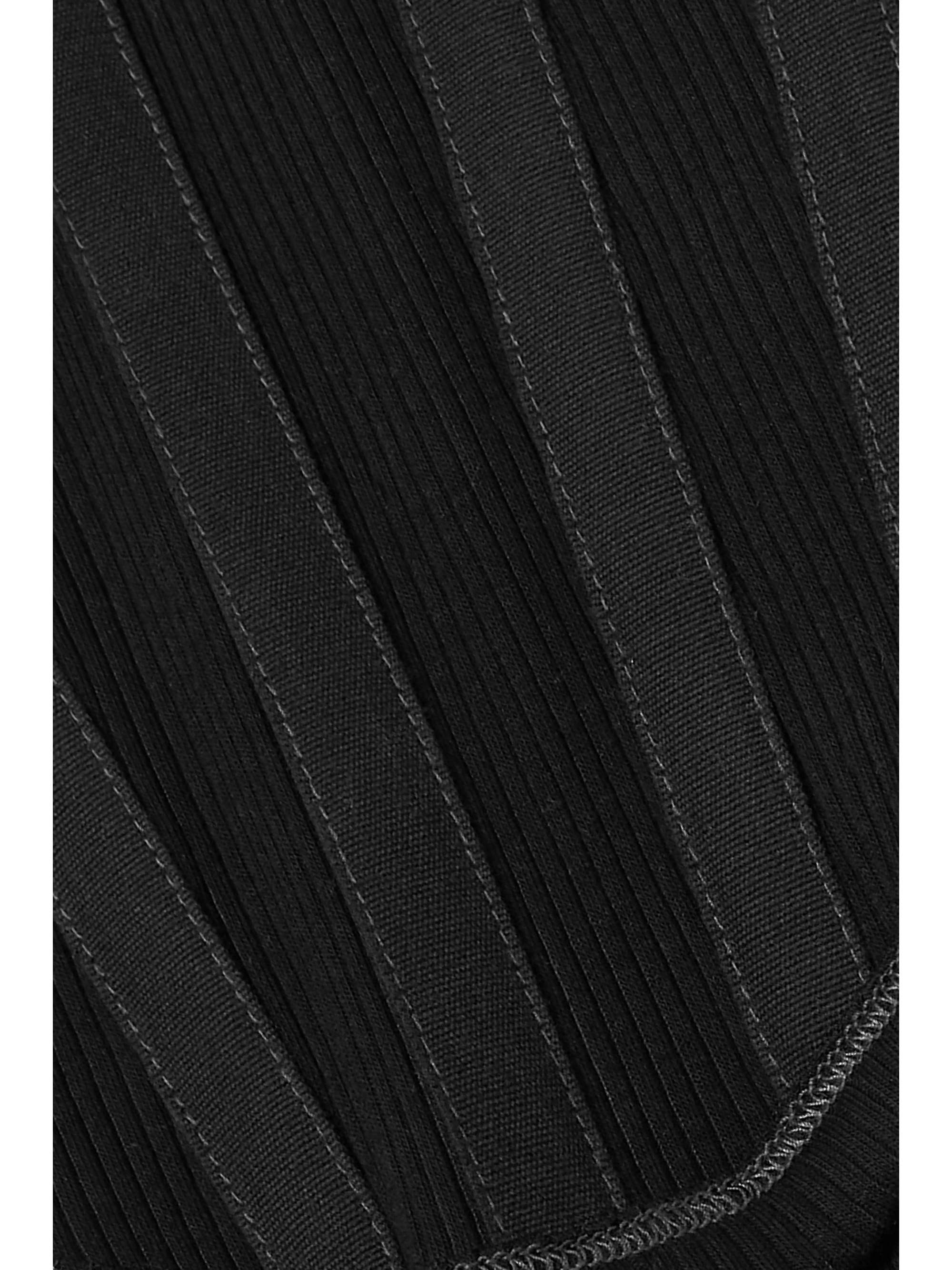 DION LEE 挖剪帆布拼接罗纹弹力棉质平纹布迷你连衣裙