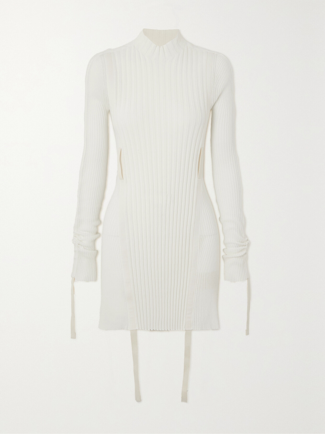 Dion Lee - Gathered Utility Ribbed Cotton-blend Mini Dress - Ivory