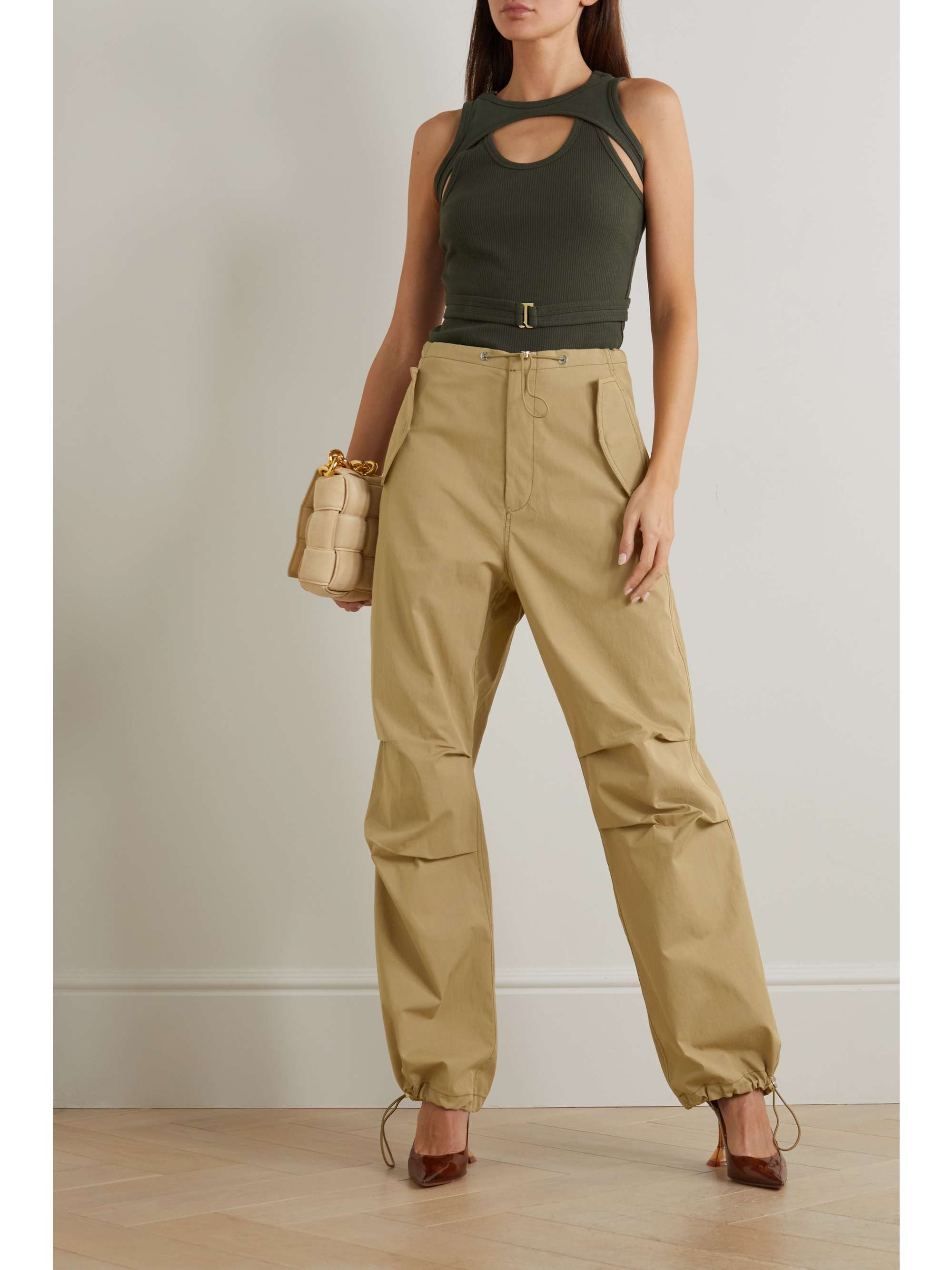 Dion Lee Toggle Parachute Pants In White