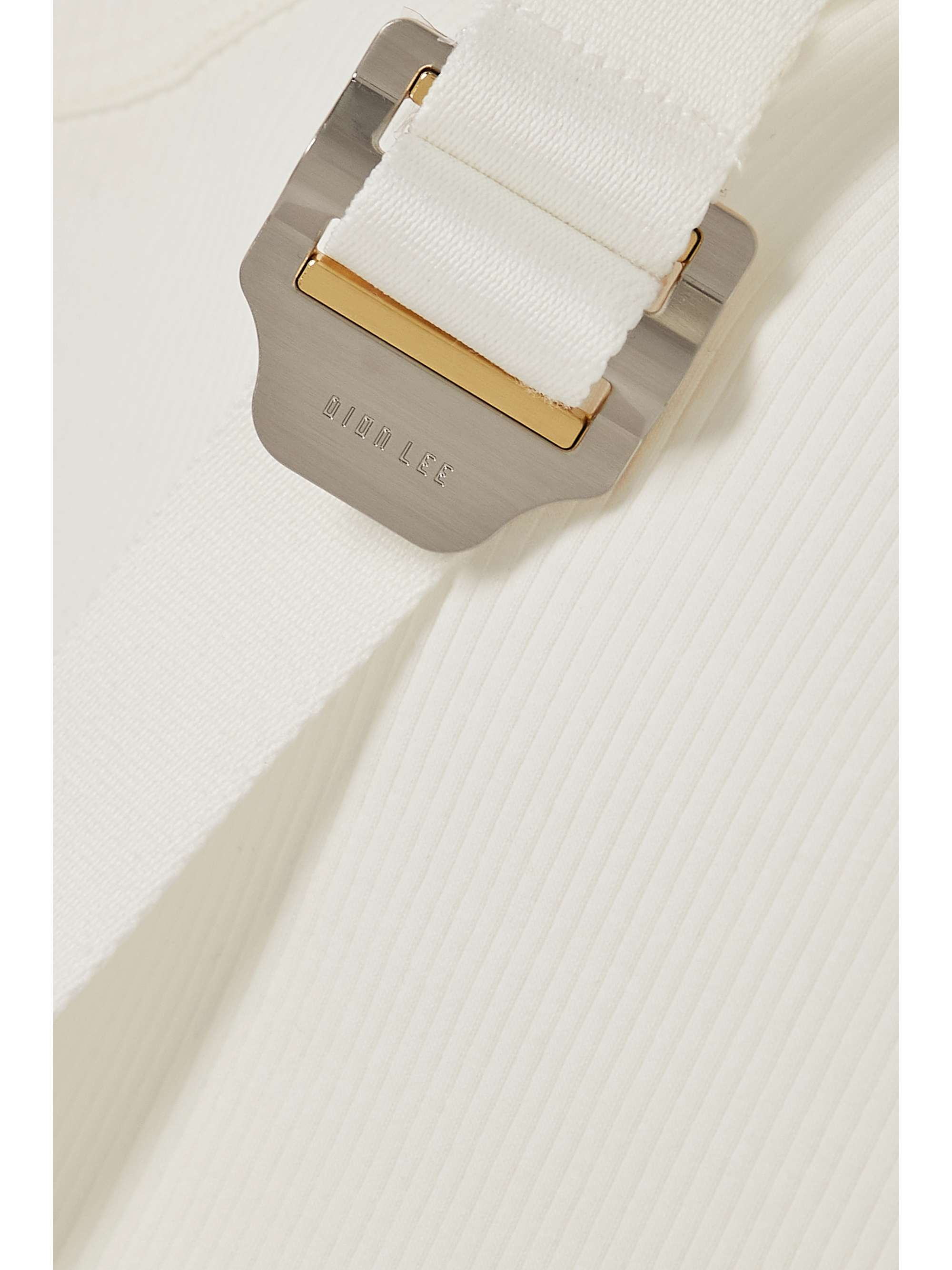 DION LEE Buckled grosgrain-trimmed ribbed stretch-cotton jersey tank